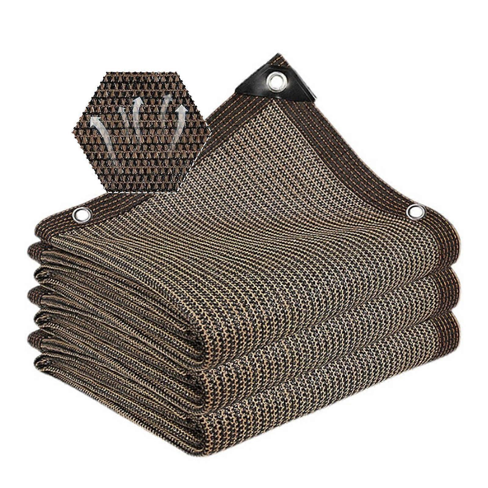 Breathable Shade Cloth 2x3 m, 1x5 m, 4x8 m Brown Eyelets - Anti-Ageing Awning, Garden Privacy Net For Patio (7x10 Ft)