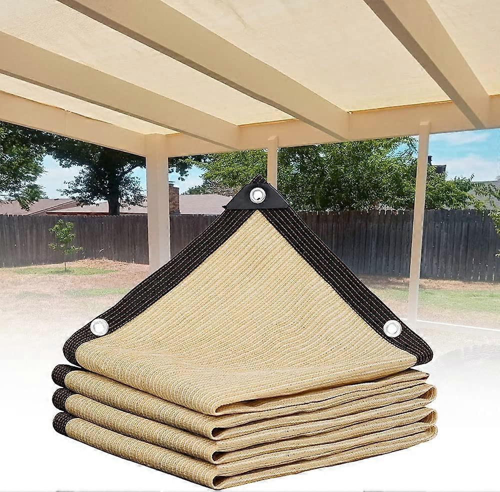 Beige 90% Shade Netting 2m x 2m 3x4m 4x6m 5x5m 6x12m 7x8m 9x10m UV Resistant Sun Shade Sail Sun Shade with Grommets (Size: 3x4m(10x13ft))