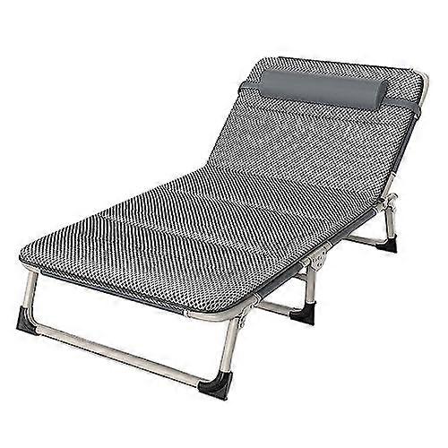Portable Folding Bed for Camping, Lightweight Adult Camping Cot with Pillow, Adjustable Backrest, Steel Frame, Grey Style -3