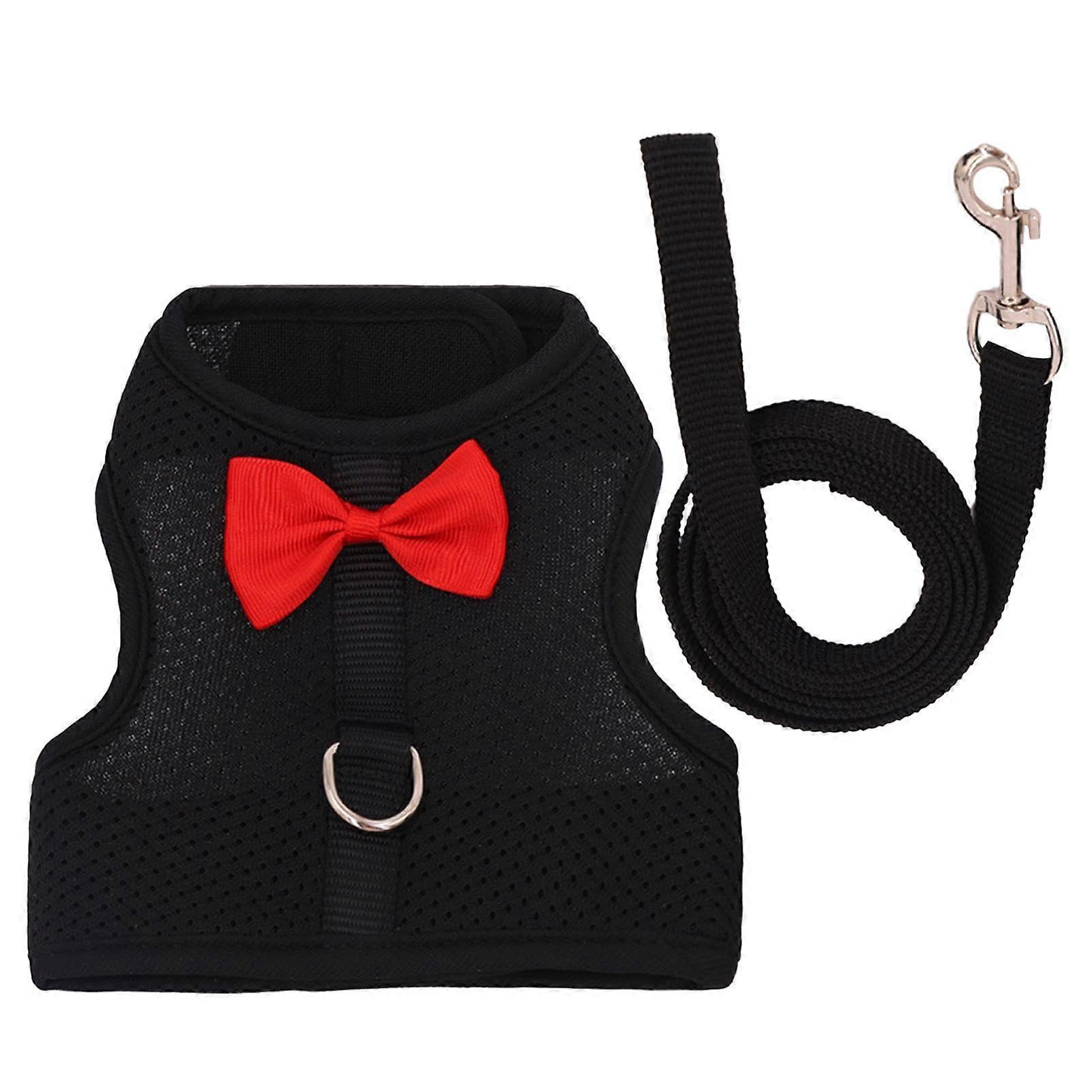 Guinea Pig Harness - Lightweight Mesh Vest and Leash Set for Small Pets, Black, Size Small, Ideal for Kittens and Puppies