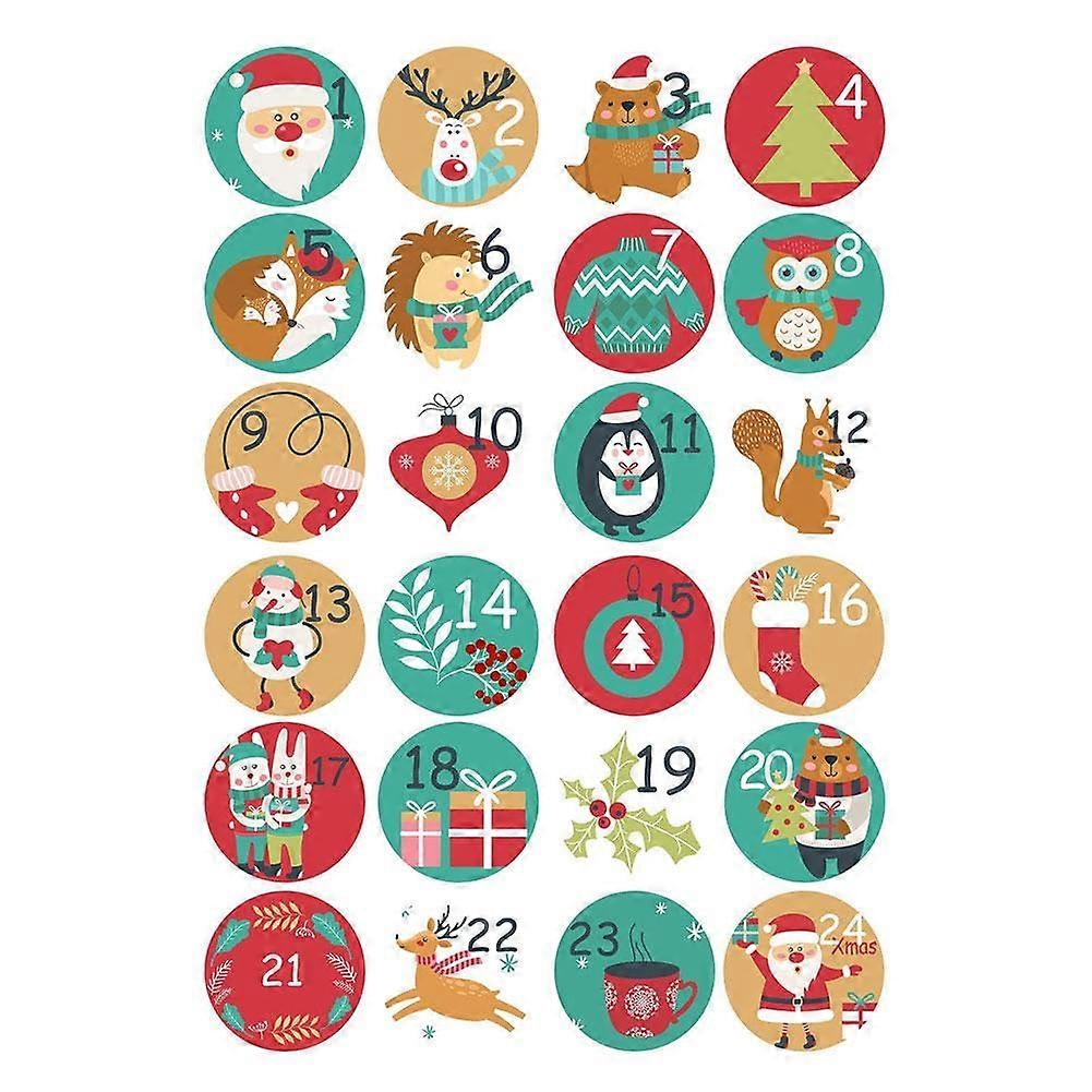 48 Pieces Cookie Candy Seal Stickers for Gift Packaging Labels, Christmas Advent Calendar Number Style, Paper Decor