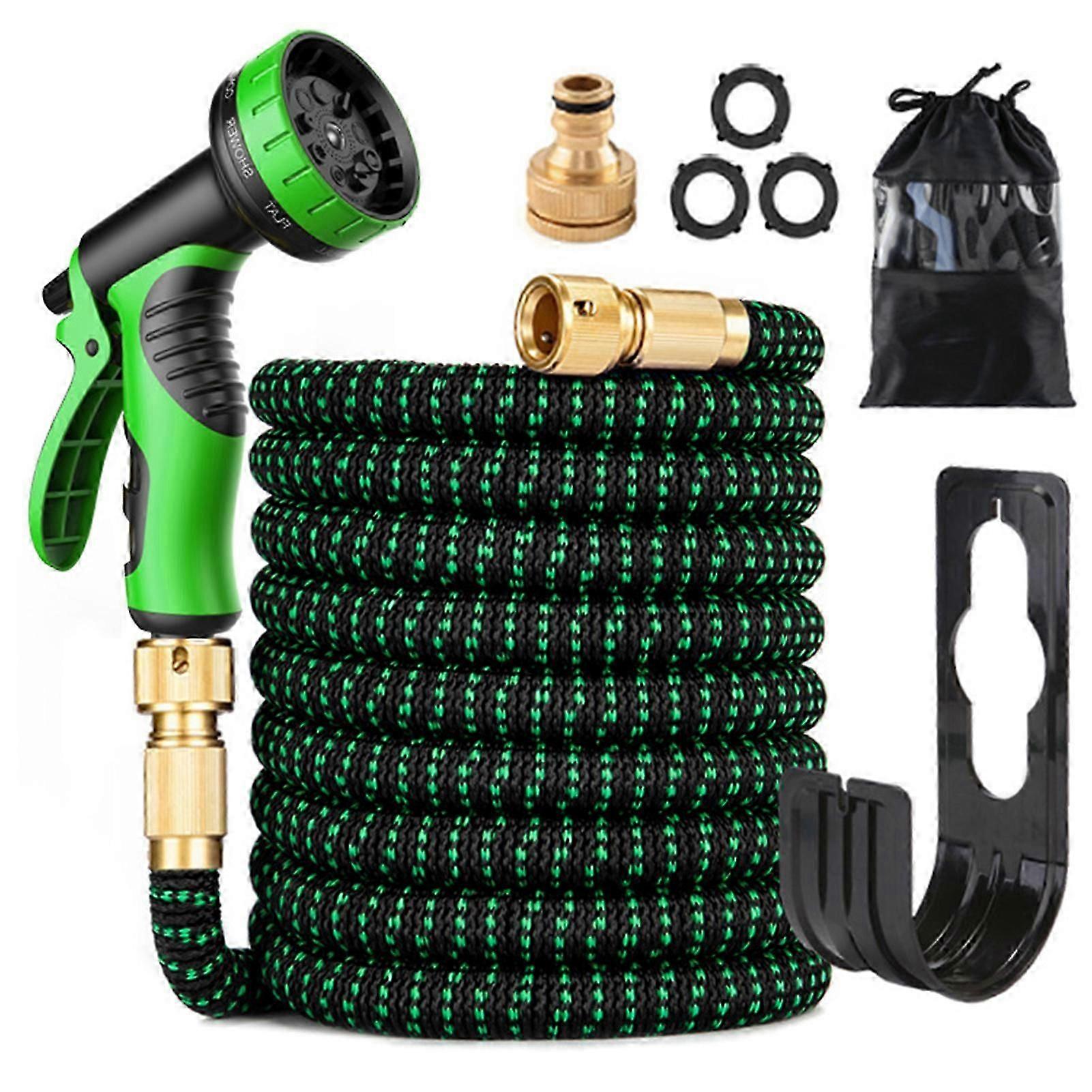50ft Expandable Garden Hose with 9 Function Nozzle Flexible Strong Water Hose with Solid Brass Fittings and Double Latex Coren