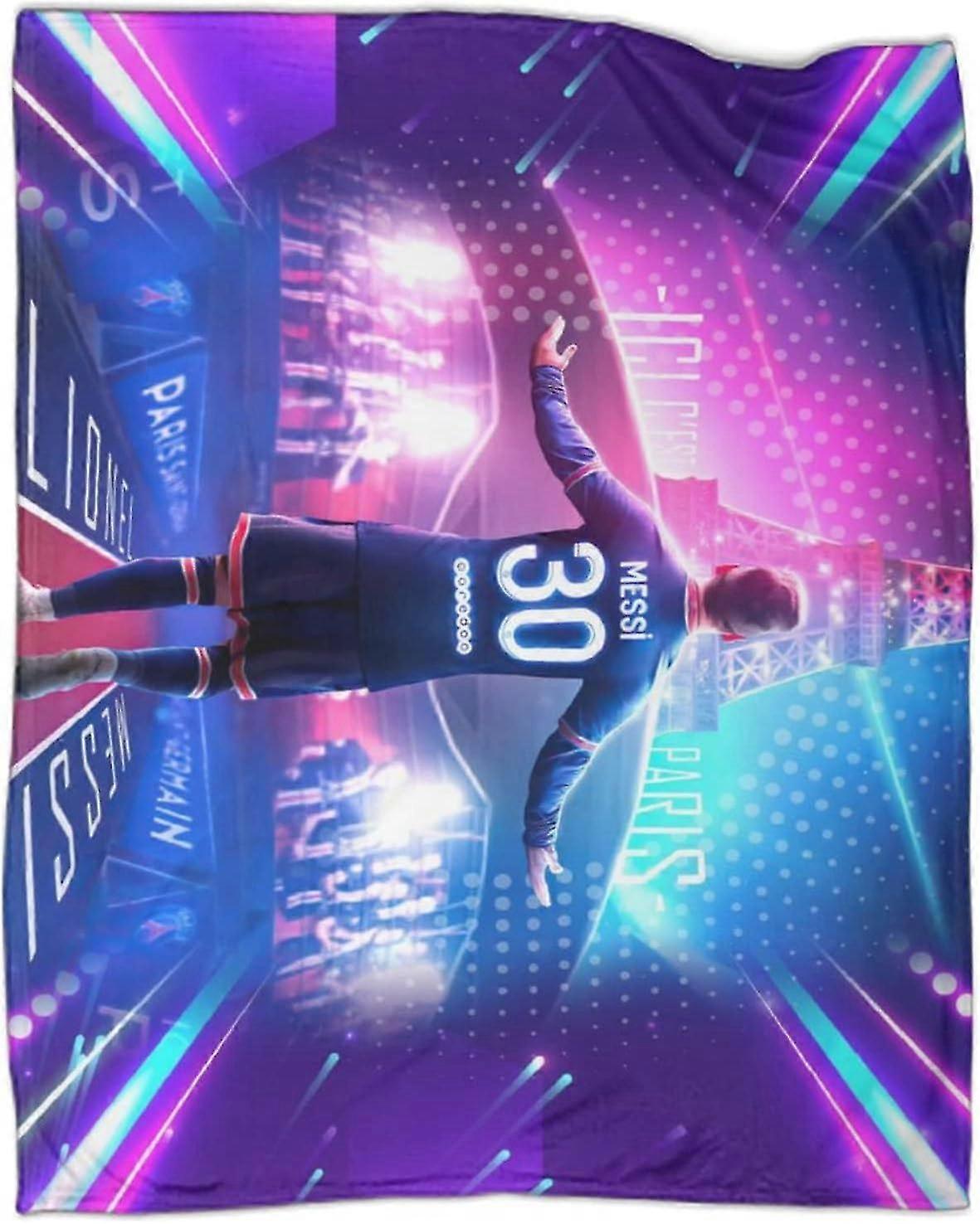 Cobertor de Lã Quente Reversível com Superestrelas do Futebol para Cama, Sofá e Sofá