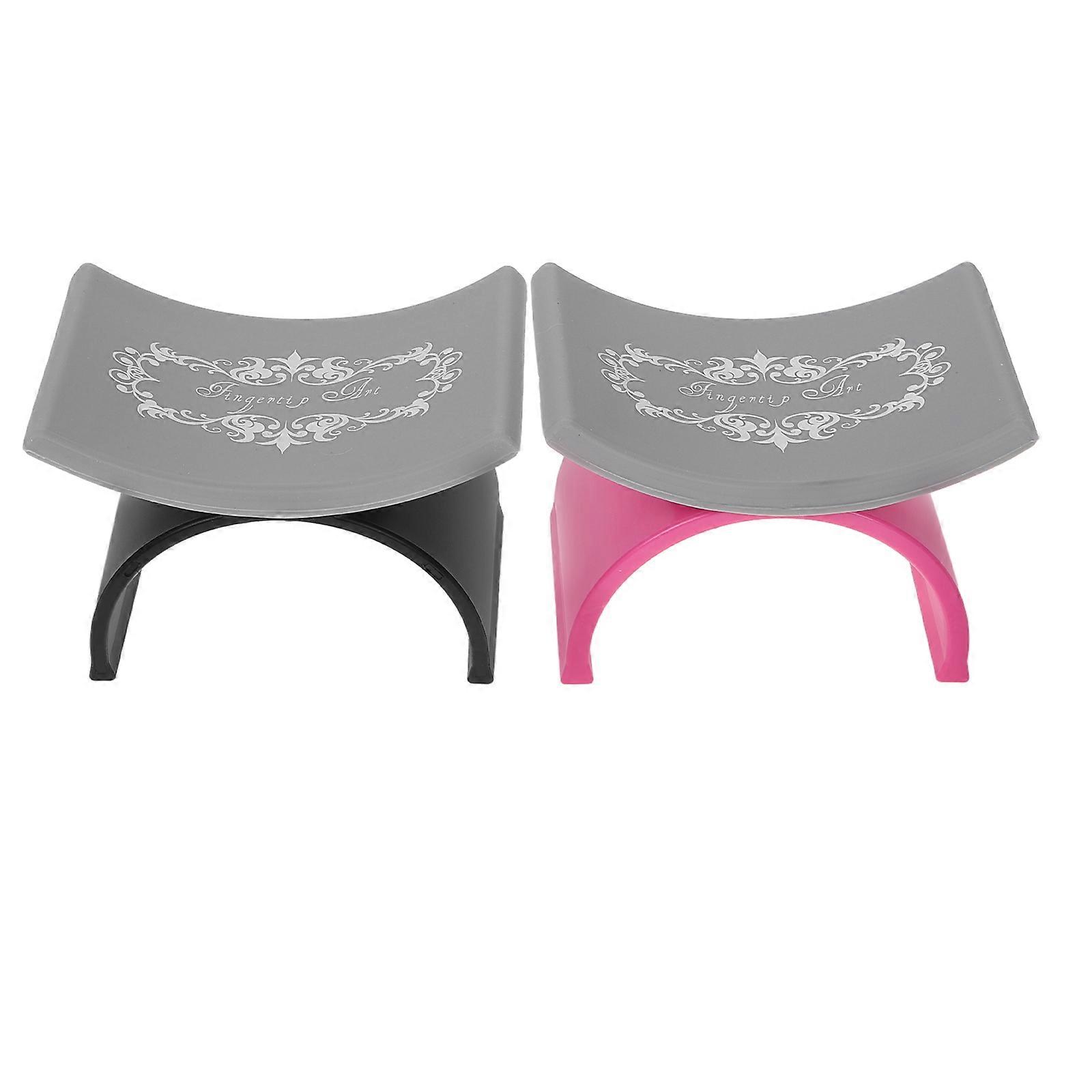 Silicone Nail Arm Rest U Shaped Manicure Pillow for Comfort, Washable & Detachable Design, Durable Nail Art Tool, Pink & Black