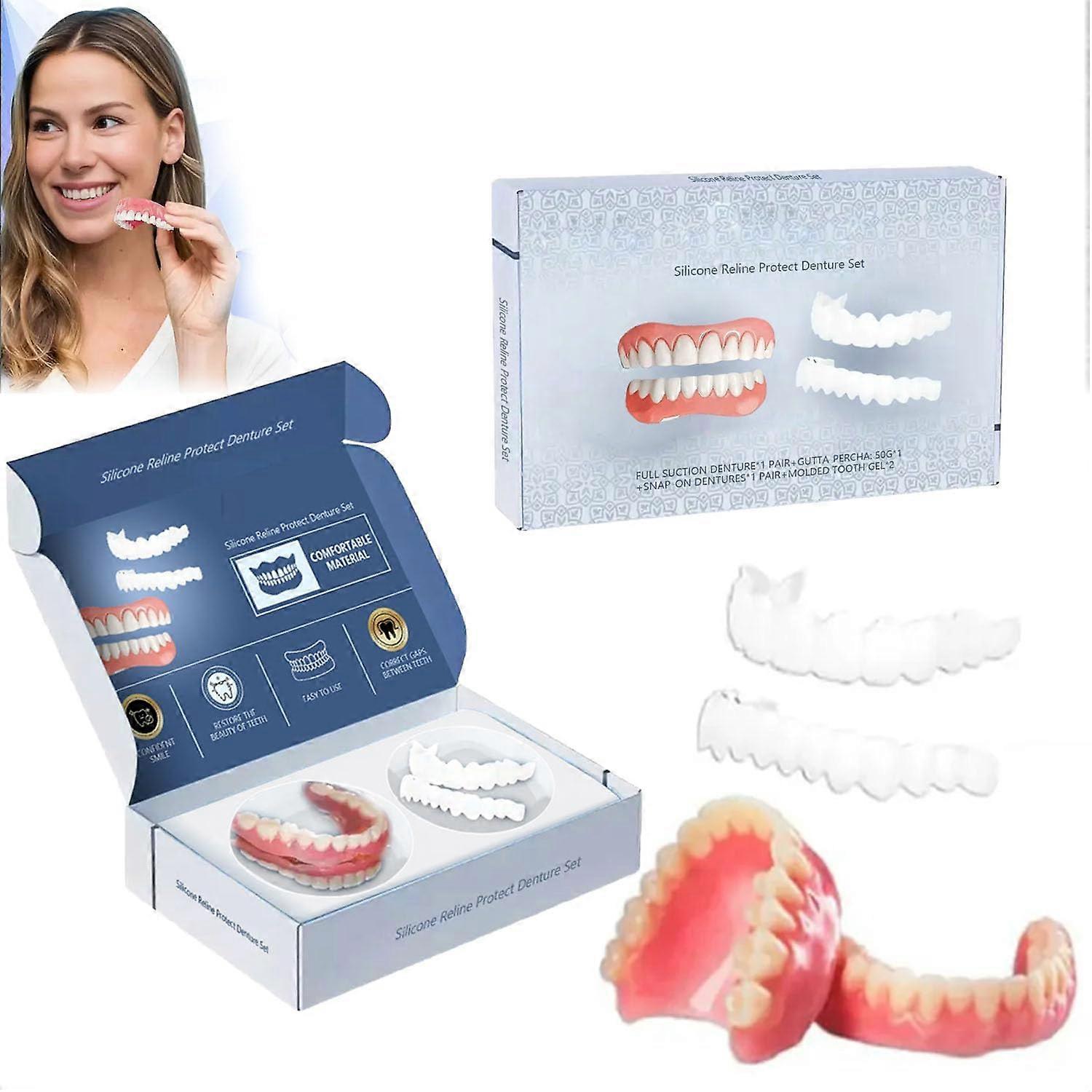 Ensemble de prothèses dentaires en silicone, prothèses dentaires en silicone, ensemble de fausses dents (1 ensemble)