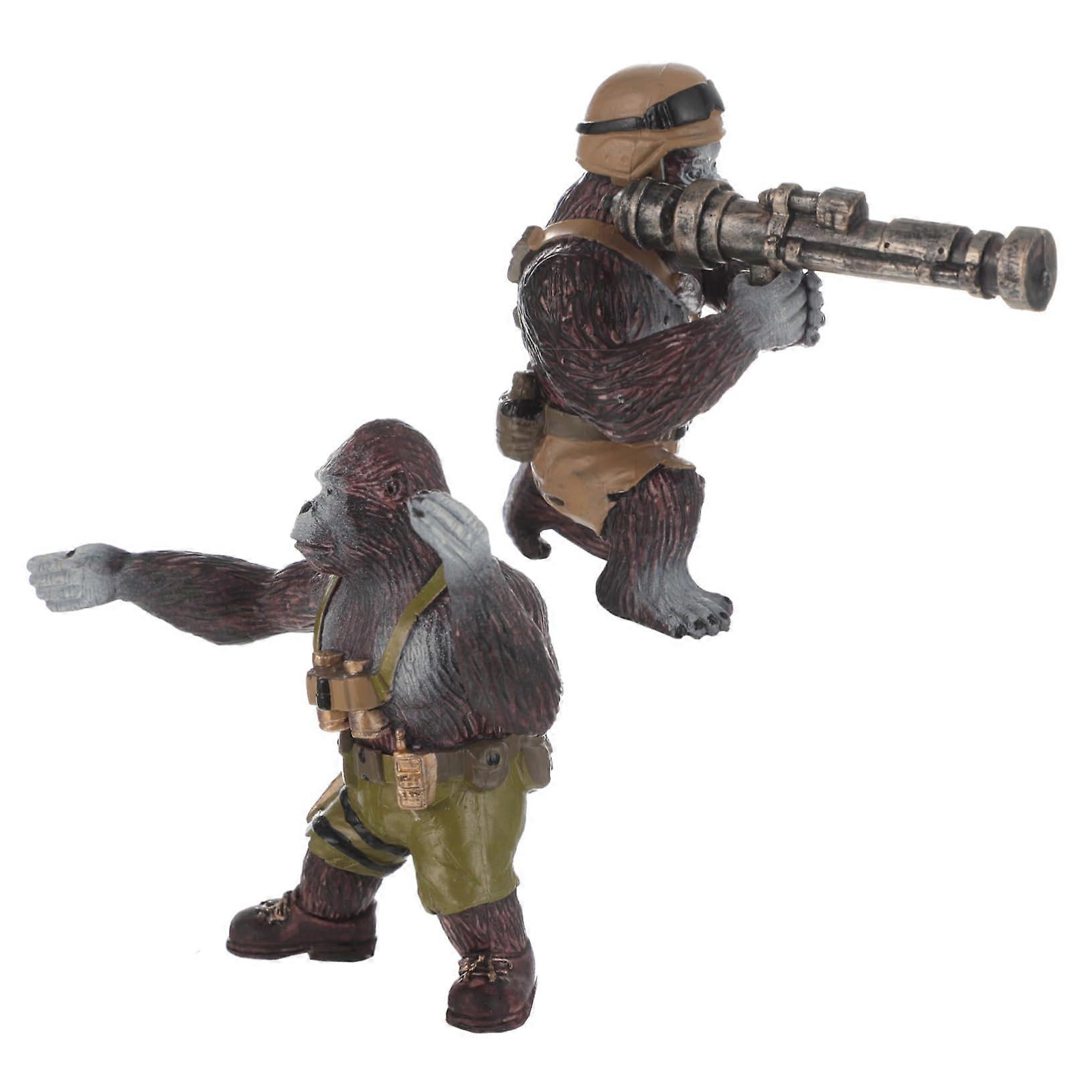 2 pieces chimpanzee animal figurines from decorative sculptures for children's room for birthdays, detailed models for creative and learning.