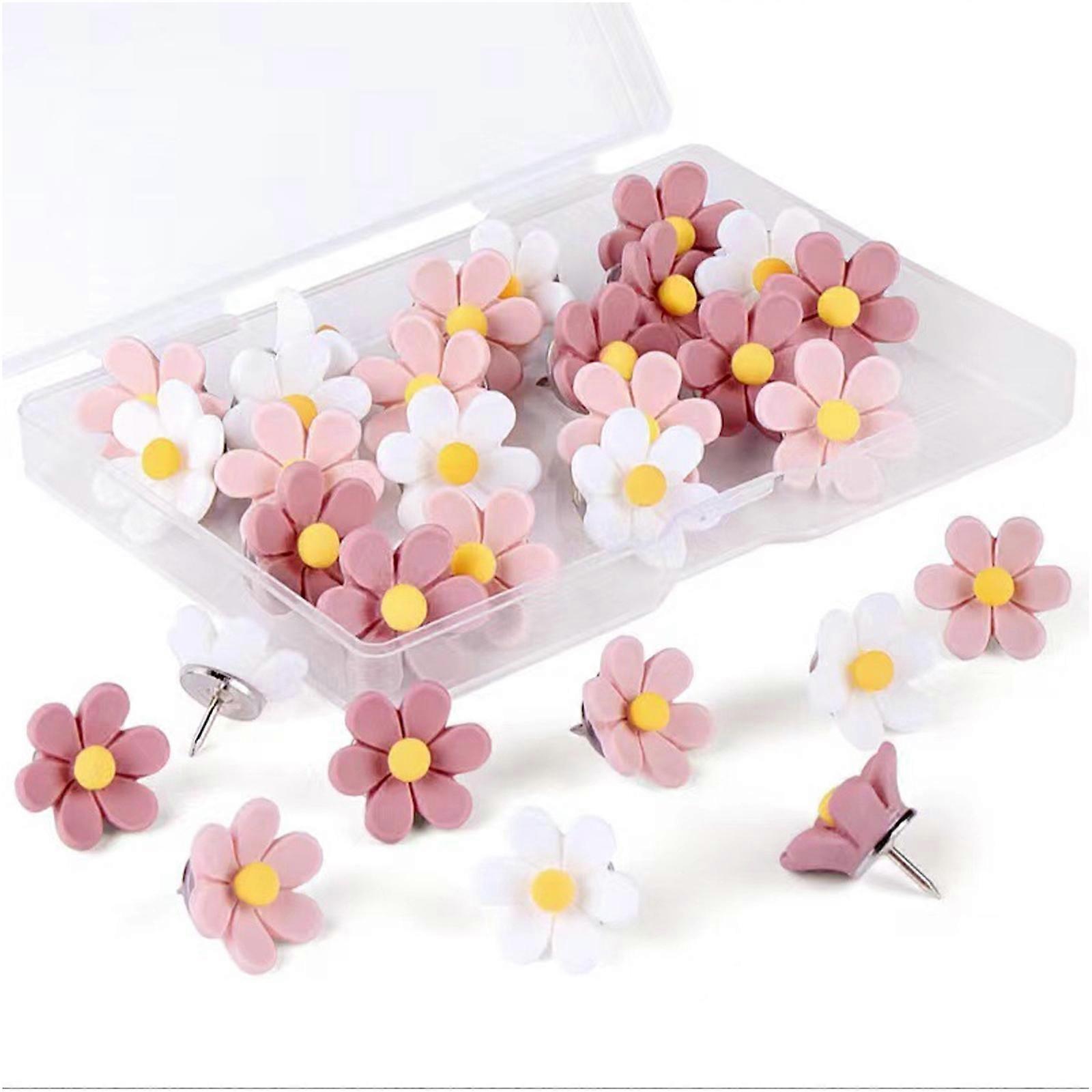 50Pcs Flower Head Push Pins Cork Notice Board Pushpin Decorative Thumb Tacks Map Pins for Displaying Picture Note File