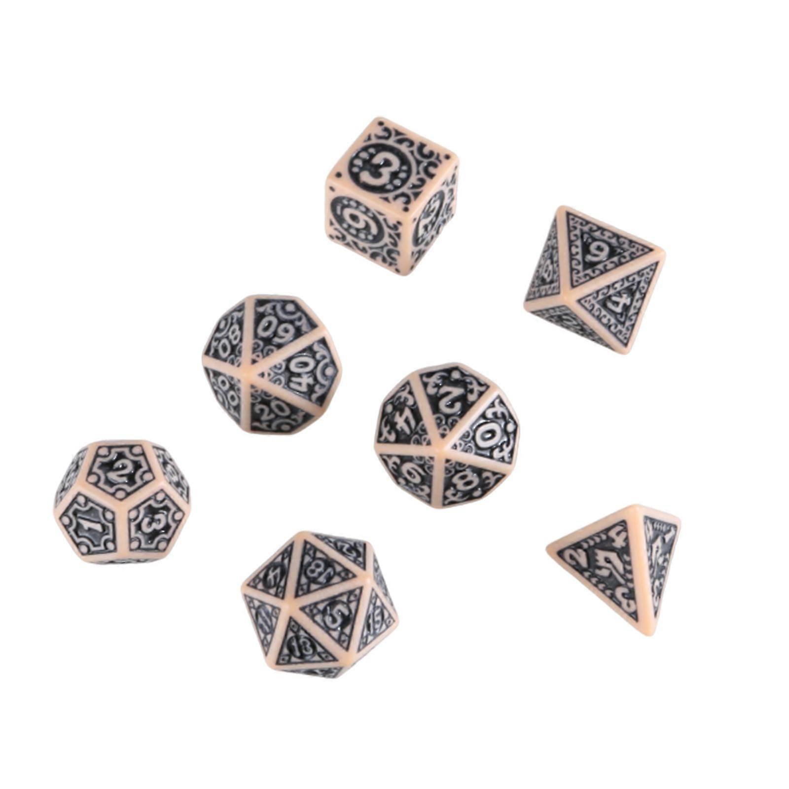 7-Piece Multi-Sided Acrylic Dice Set Hollow Pattern Polyhedral Dice for Tabletop Games