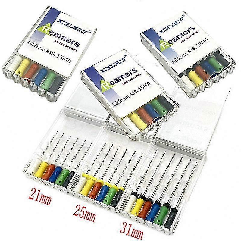 HaKeLai 6 יחידות/חבילה קבצי רימר שיניים שורש תעלת שיניים חומרים מכשירי רפואת שיניים שימוש ידני נירוסטה R קבצים