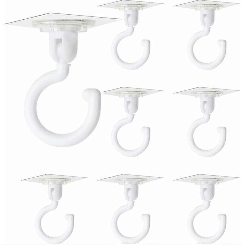 8 Pieces White Transparent Self Adhesive Hooks 360 Degree Rotating Hook Strong Adhesive Hook Ceiling Wall Hooks Without Drilling for Her