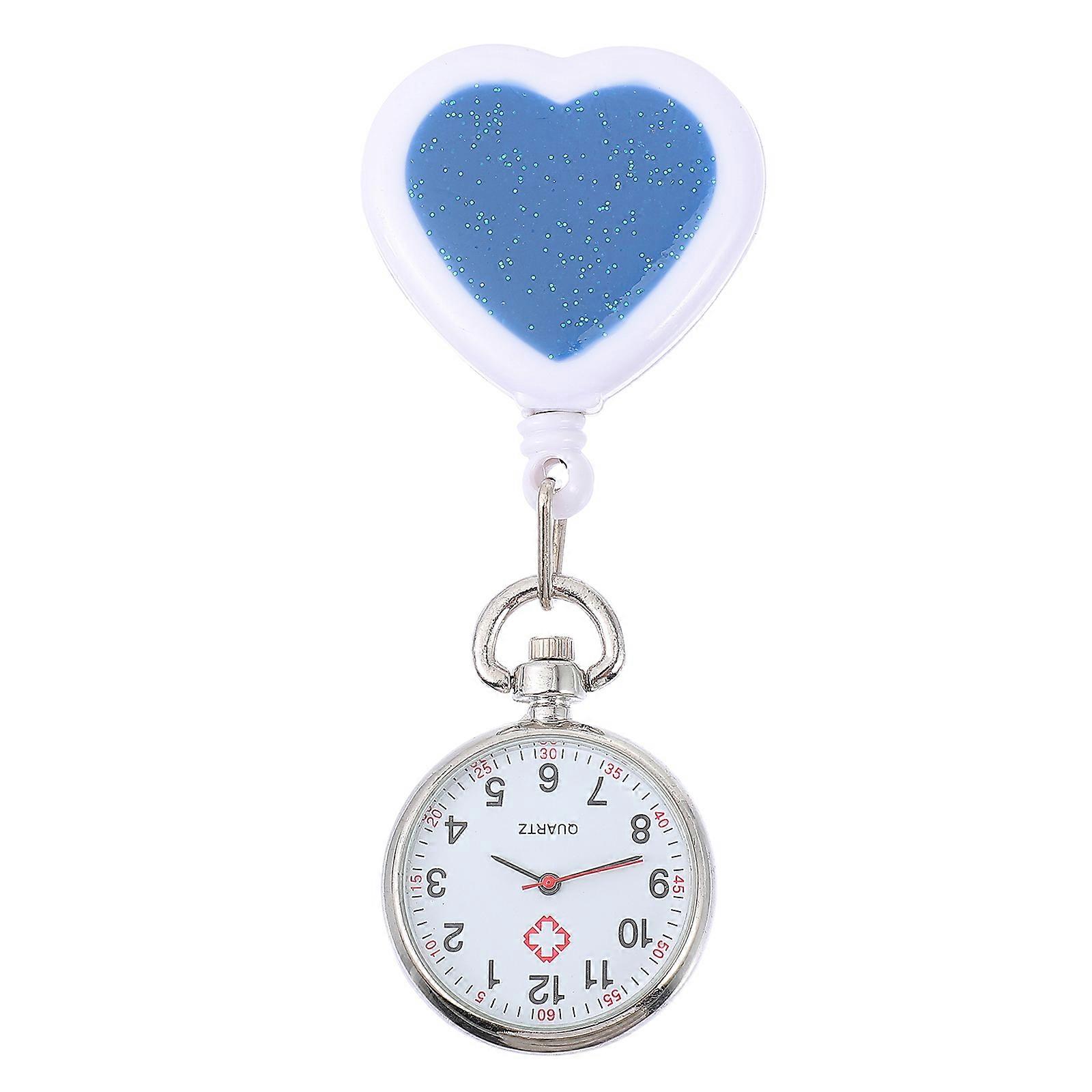 Heart Design Retractable Nurse Pocket Watch – Cute Hanging Watch for Doctors, Students & Medical Staff – Practical Fob Clip for Easy Viewing