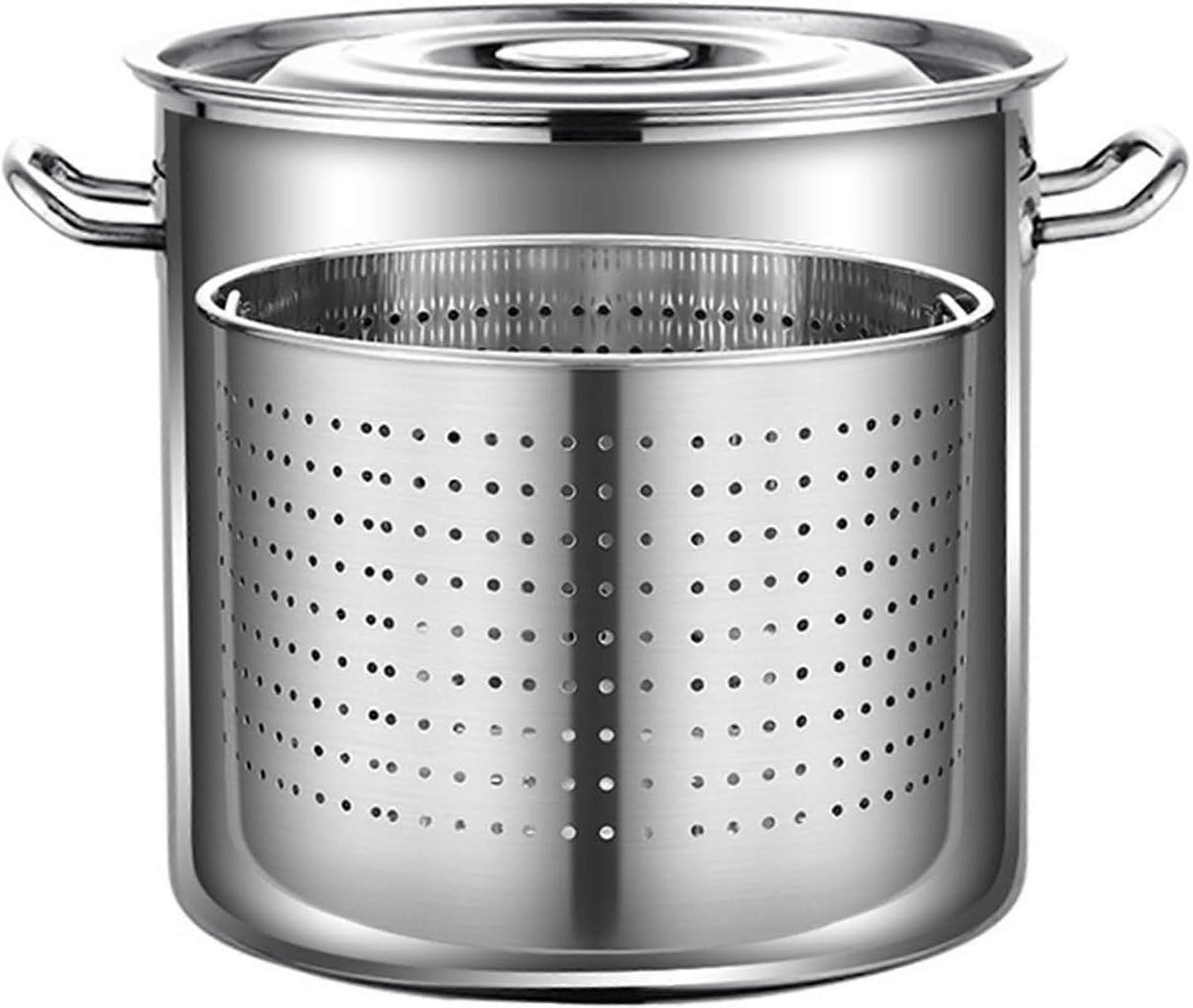 Kochtopf Suppentopf mit Deckel – Larger crab cooking pot, soup pot with basket, camping cooking pot for home and restaurant, 50cm x 50cm, 35cm x 35cm