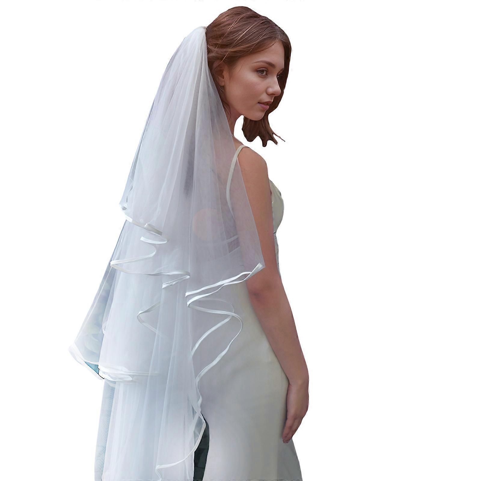 Four Layer Long Bridal Veils For Wedding Event Dressingup With Invisible Hair Comb Tulle Veils Bride Formal Accessory White