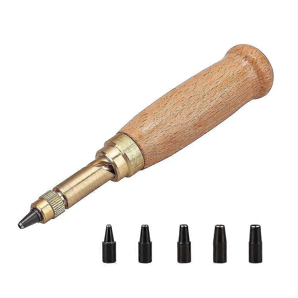 Screw Holes Hole Punch, Adjustable Japanese Leather Tool with 6 Precision Tips 1.5-4 mm for Sewing and Bookbinding