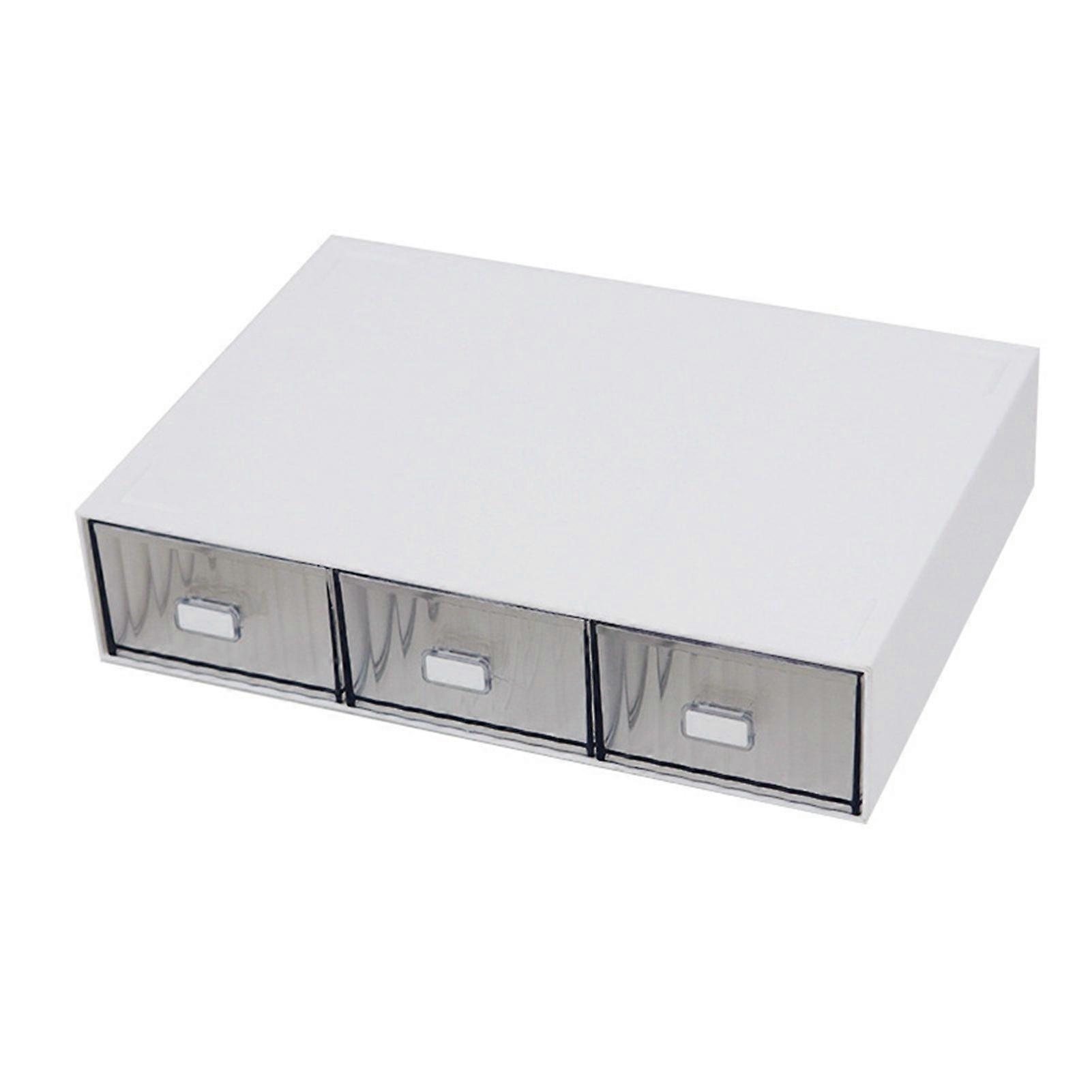 Desktop Drawer Organizer Waterproof Dustproof Plastic DIY Combination Multi Layer Stackable Drawer Storage Case Striped White 3 Drawers