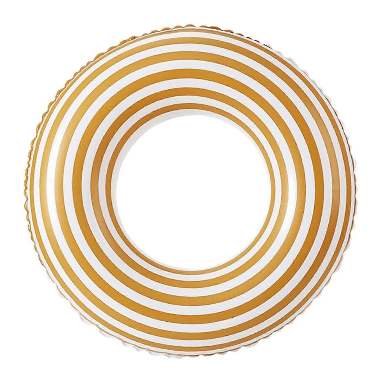 Inflatable swimming ring with colorful stripes for summer beach and skinfriendly use.
