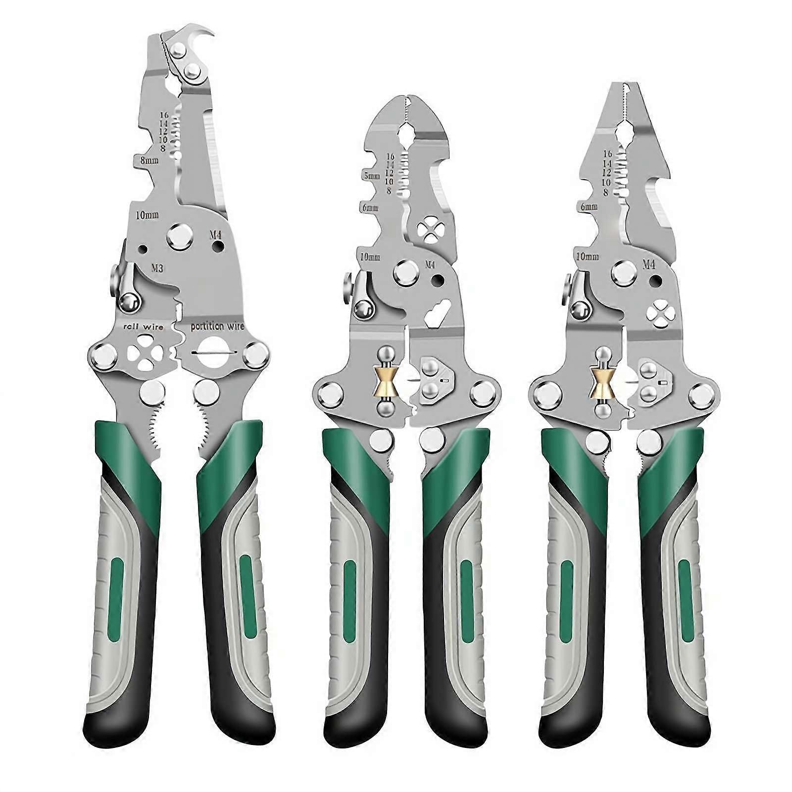 Wire stripper, foldable, electric, multifunctional pliers for cutting and pulling cables, 3 pieces