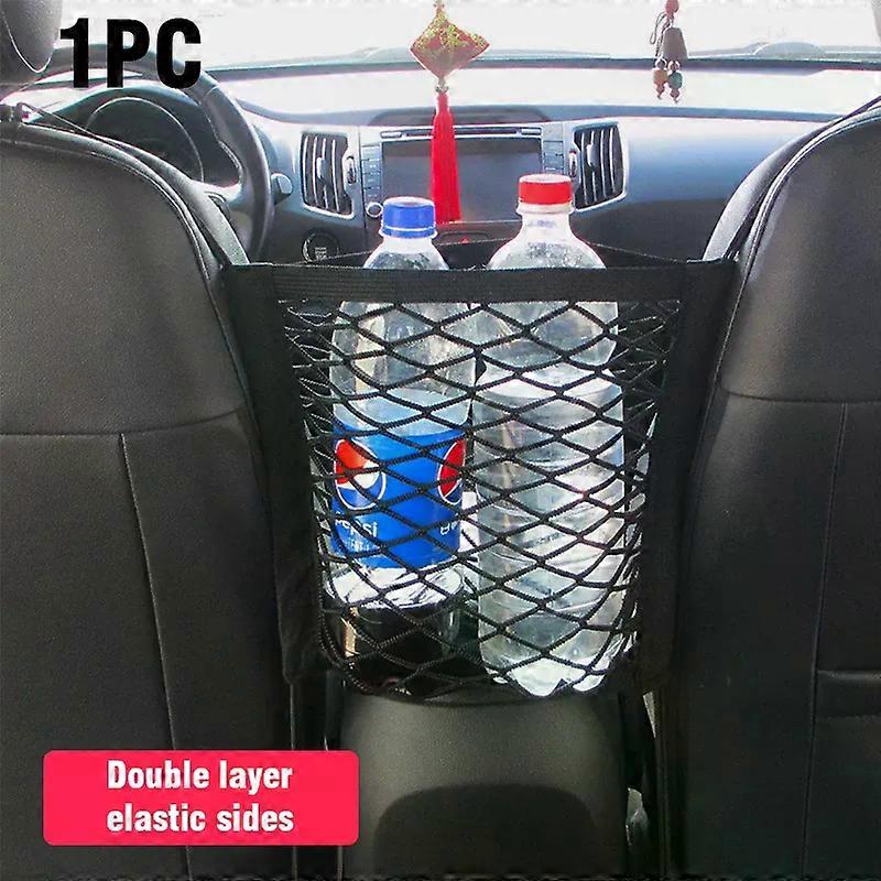 2025 New Good 3-Layer Car Storage Net Bag Between Seats Car Divider Pet Barrier Stretchable Elastic Mesh Bag Organizer Auto
