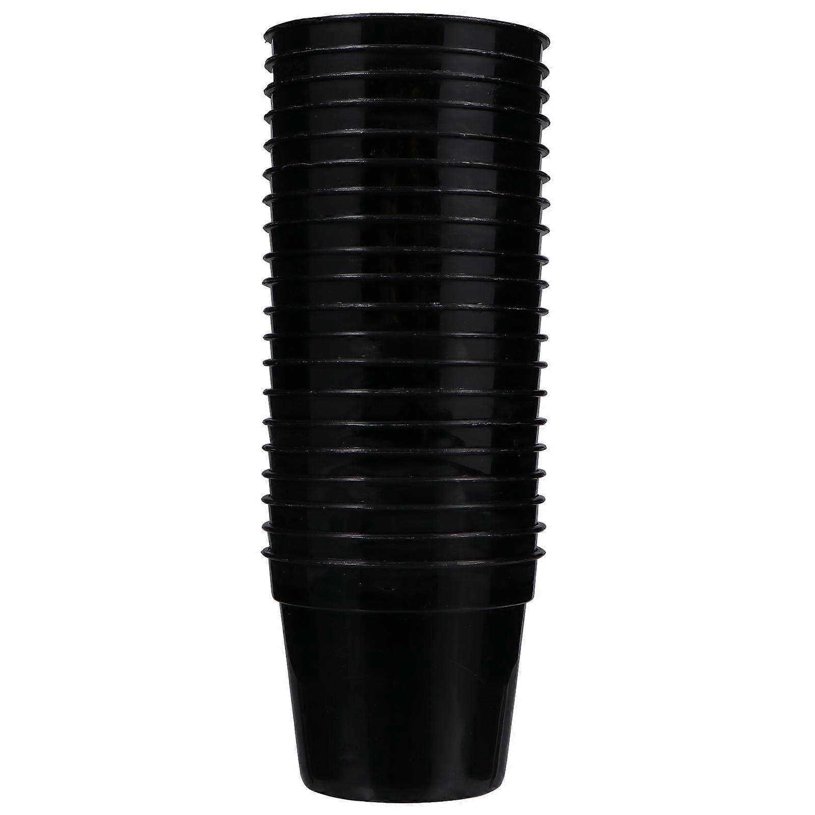 Plastic Flower Pots with Drainage Hole for Homeowners Simple Design Round Shape 7.5X7.5X5.7CM Black Color 20Pack