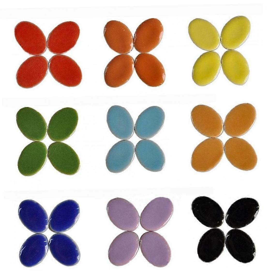 60pcs Porcelain Micro Ceramic Tiles for DIY Decor - Oval Ultra Thin Random Colors, Ideal for Home Crafting