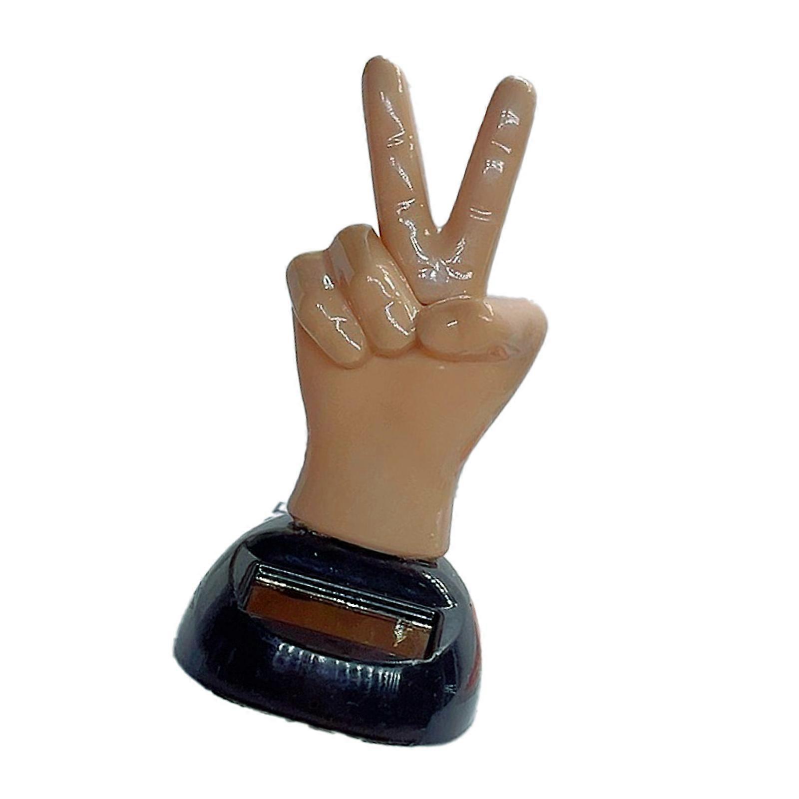 Decorative Solar Finger Shaking Toy Solar Powered Finger Bobblehead Ornament Ideal for Car Interiors & Home Spaces Multicolor