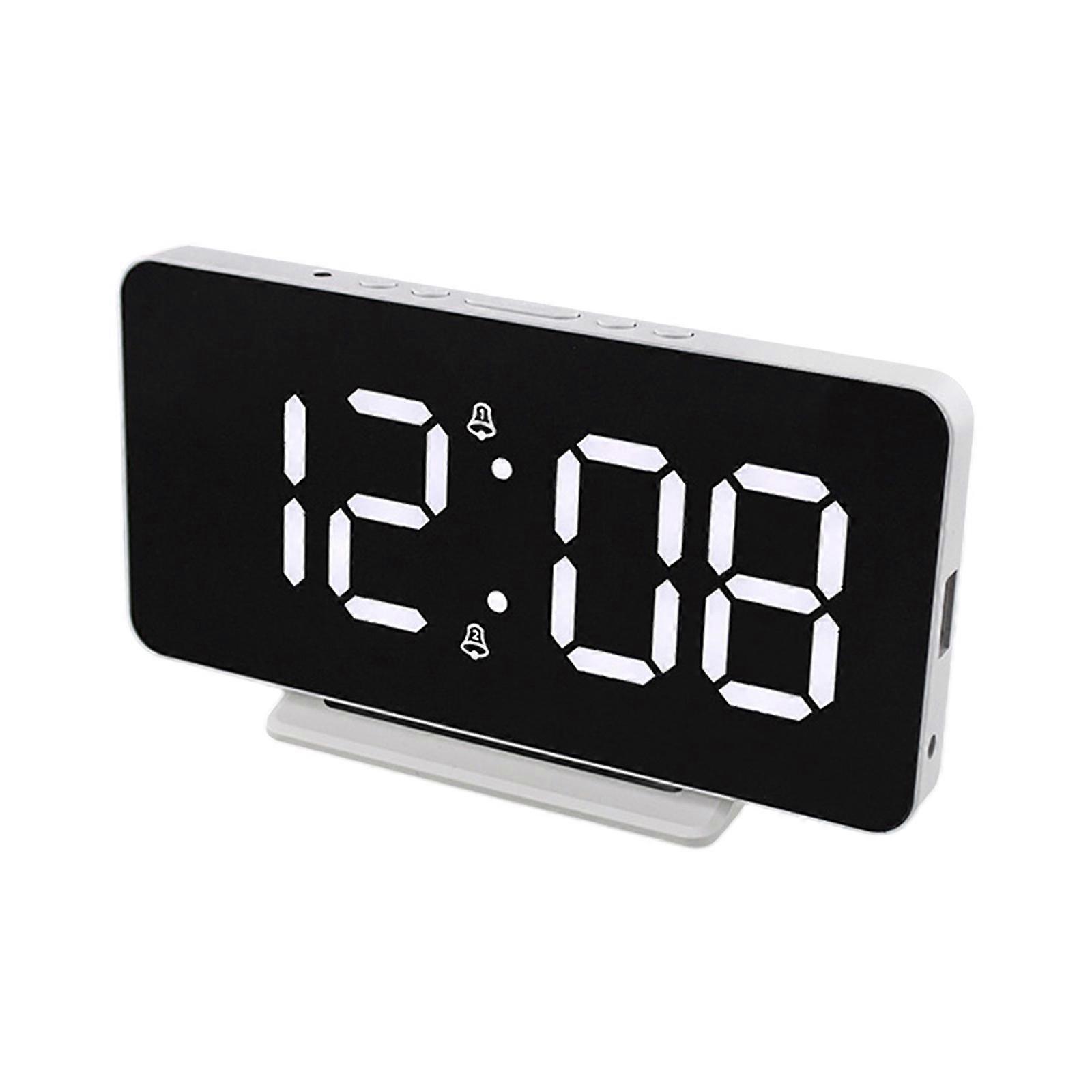 Digital Alarm Clock Large LED Screen Double Alarm Setting Adjustable Brightness USB Charger Multicolor