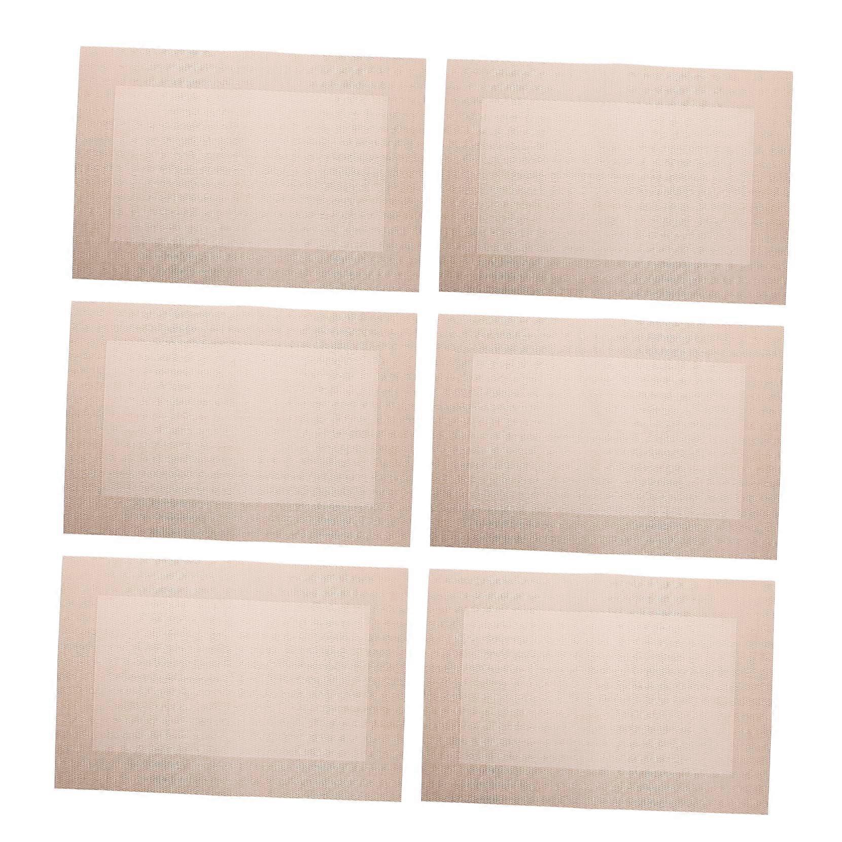 Set of 6 Insulated Rectangular Place Mats in Light Brown for Tea Cups and Dinner Plates, PVC Kitchen Placemats