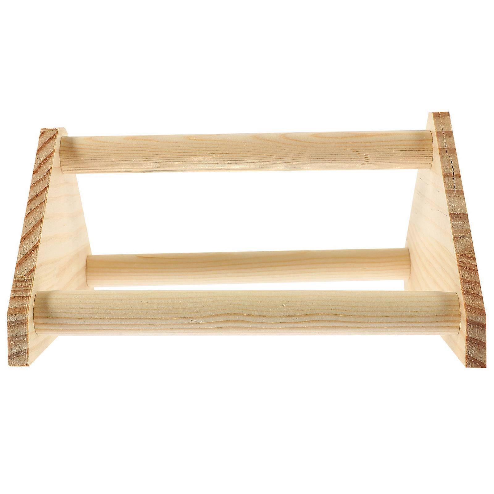 Wooden Bird Training Rack with Stable Base for Pet Use Khaki Color Safe and Durable 12.5 Inches