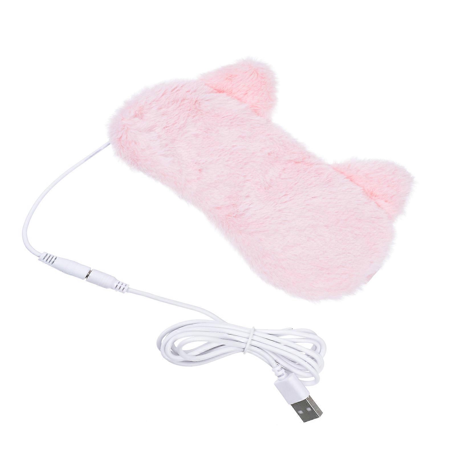 Eye Compress Heated Eye Mask Hot Compress Relieve Fatigue Improve Sleep Quality Pink 20.5x10x0.8cm USB Heating 1Pcs