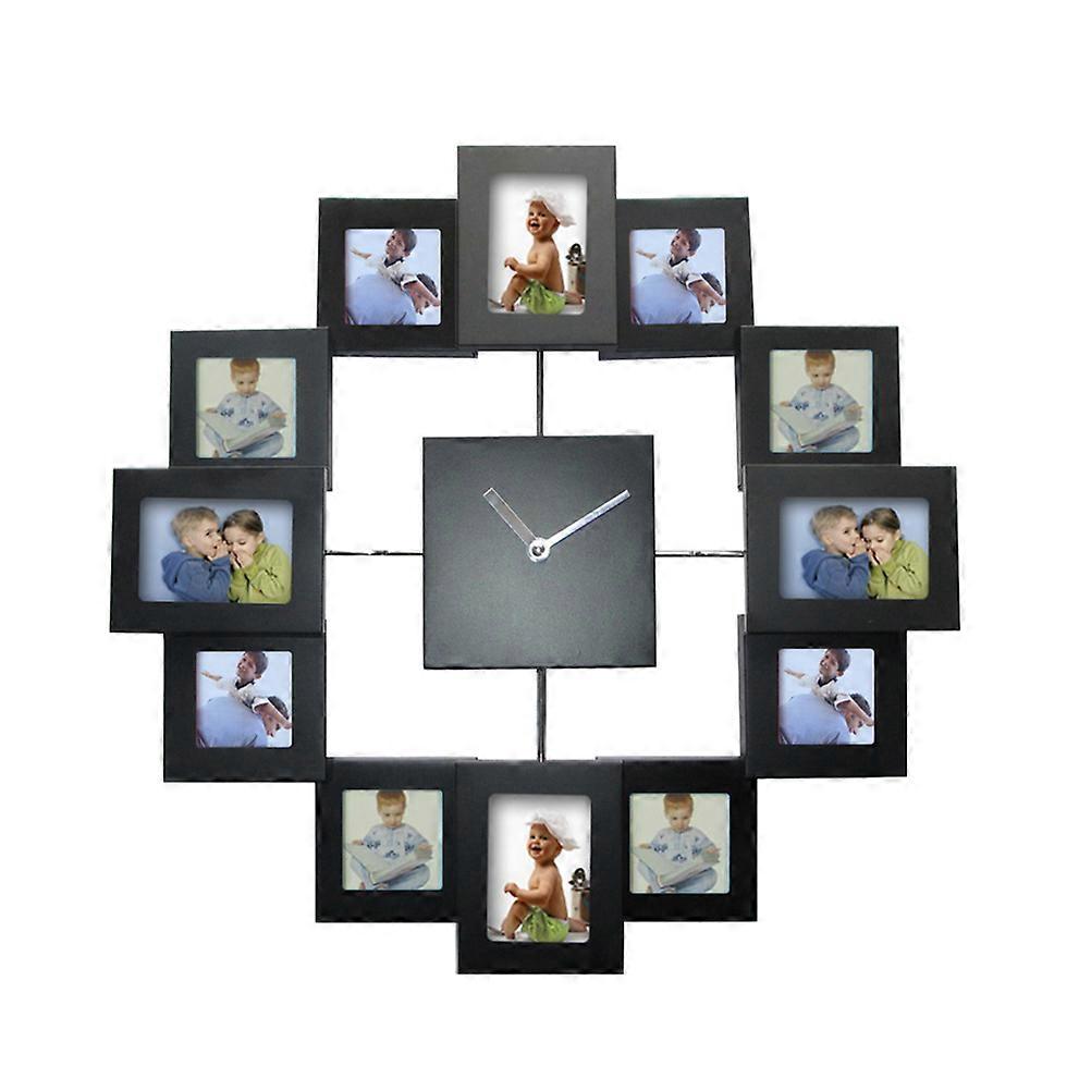 Aluminum Frame Photo Clock with Black Color for Modern Home Decor 14 Inch