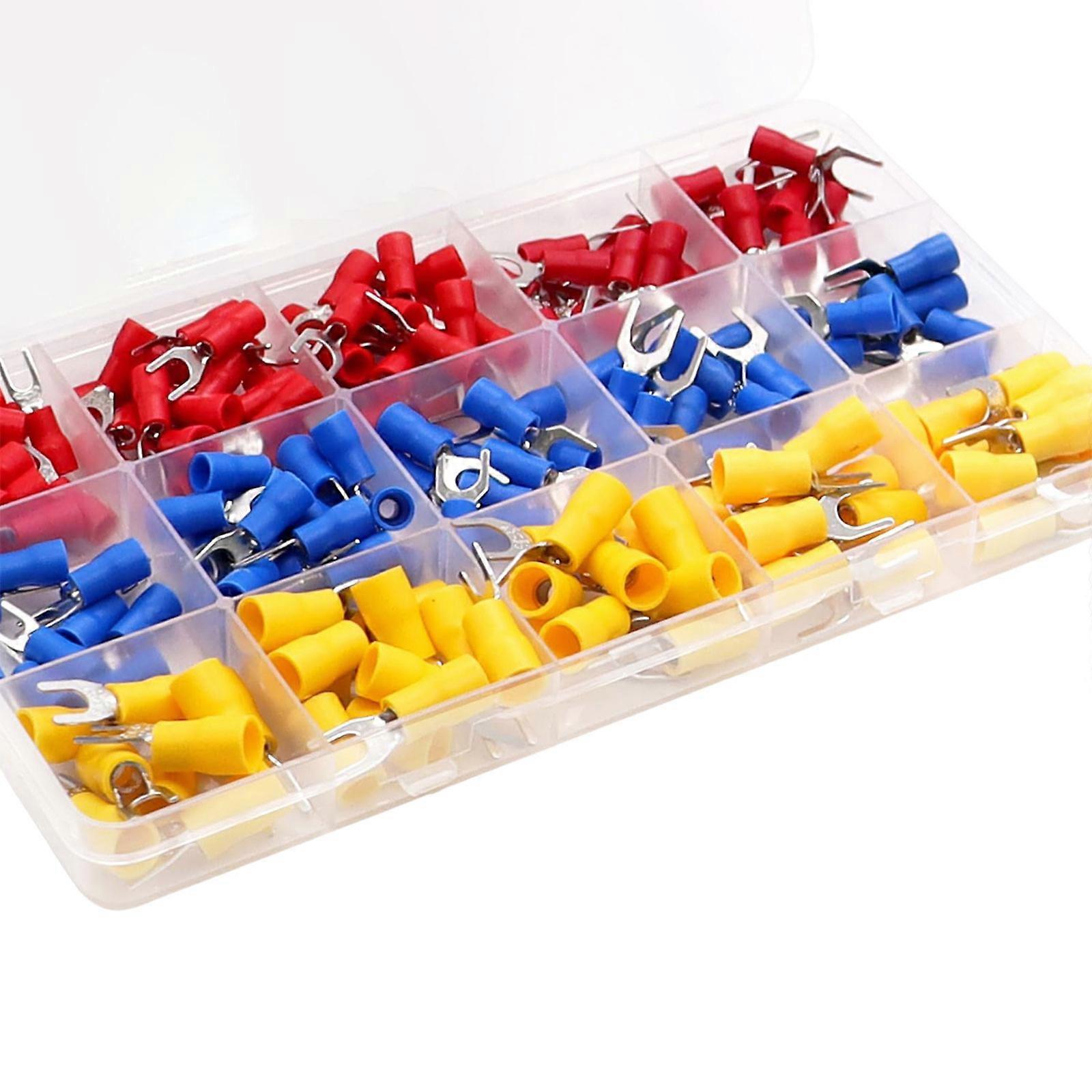 200PCS Insulated Wire Terminals set Cold Press Electrical Connectors PVC Insulated Crimp Terminals set for Home & Auto Multicolor
