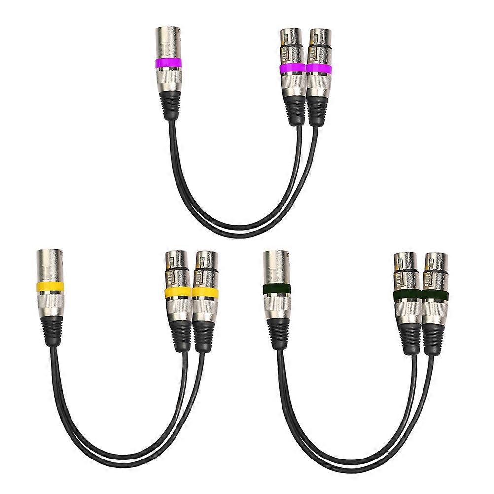 XLR Male to Dual XLR Female Microphone Cable Y Splitter for Balanced Audio 0.3M Assorted Color Plastic and Metal