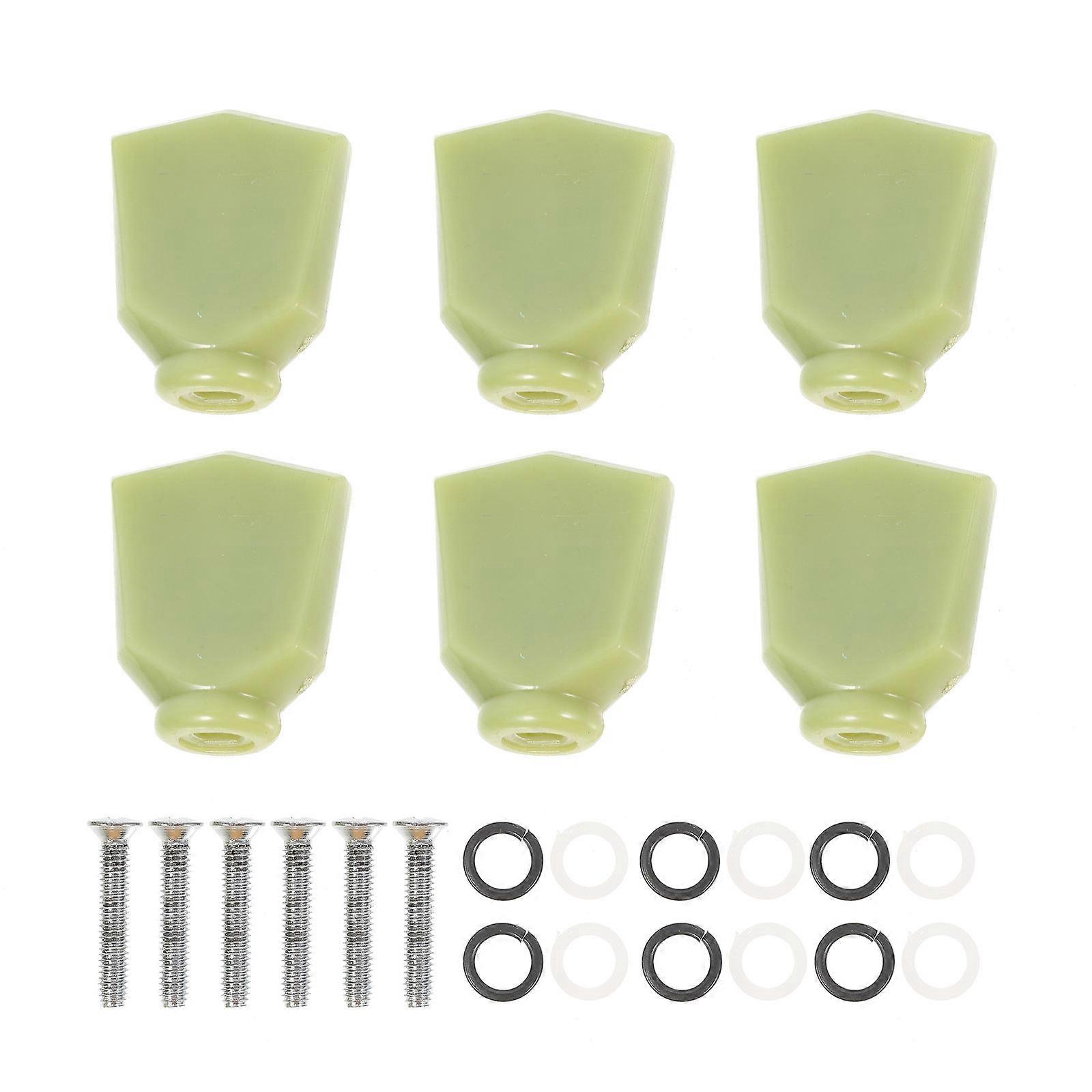 Green Guitar Tuner Handles 6pcs Set for Acoustic Electric Guitars, Plastic Locking Tuning Peg Replacement Knobs for Precise String Tuning