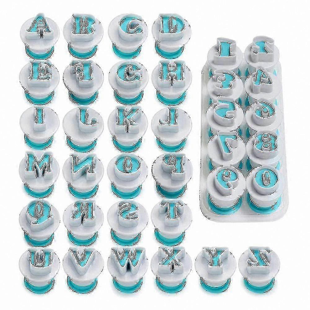 Alphabet and Number Cookie Cutters Set for Baking, Fondant Decorating Tools, Reusable Marzipan Stamps for Cake and Biscuit Crafting