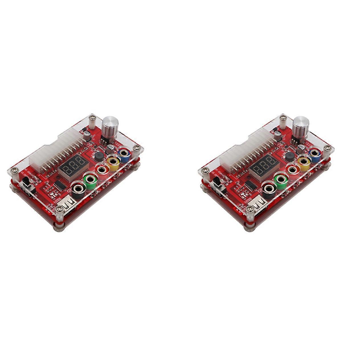 2X ATX 24Pin Power Breakout Board with ADJ Adjustable Voltage Knob and Acrylic Shell Kit Voltage Reg