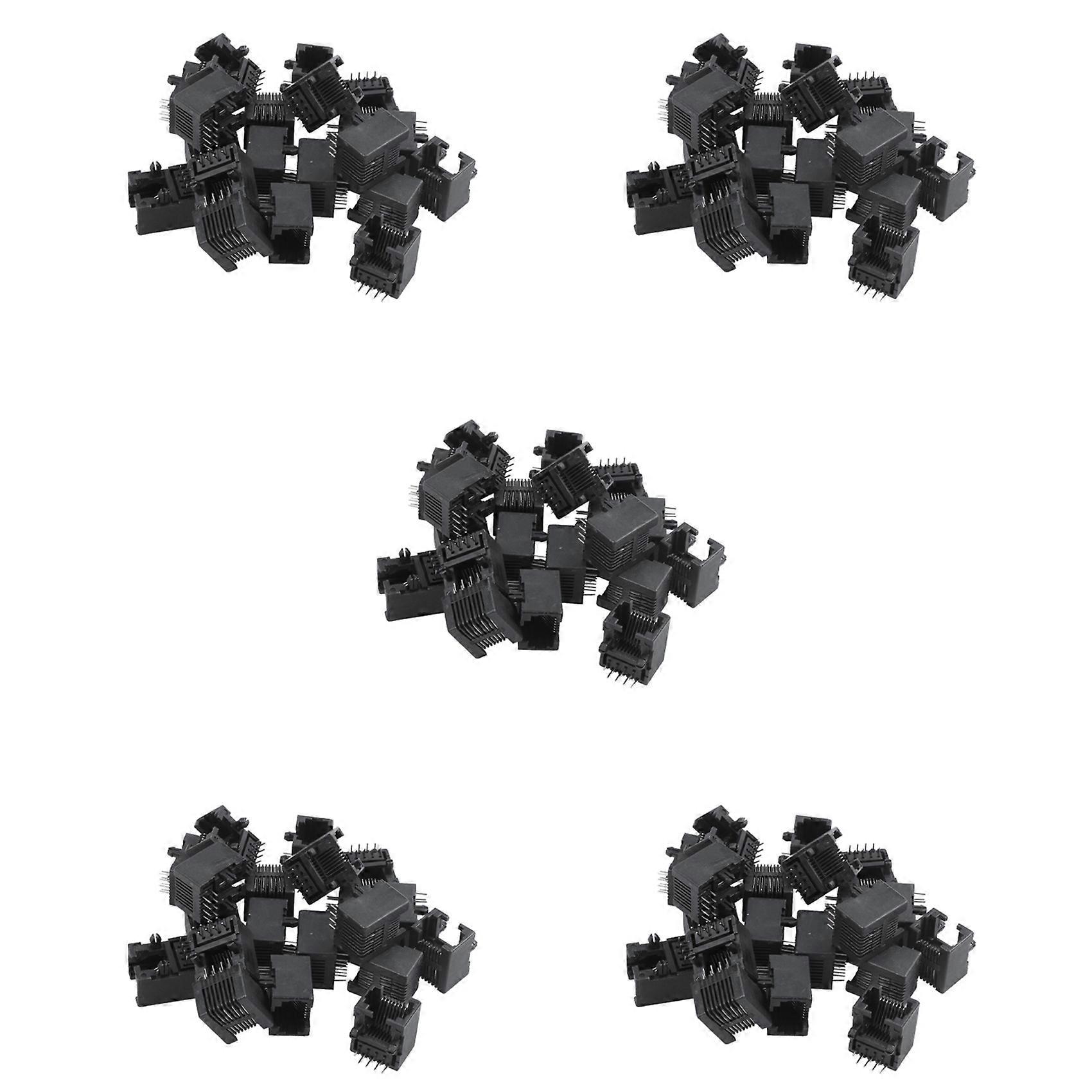 100Pcs RJ45 8P8C Computer Internet Network PCB Jack Socket Black