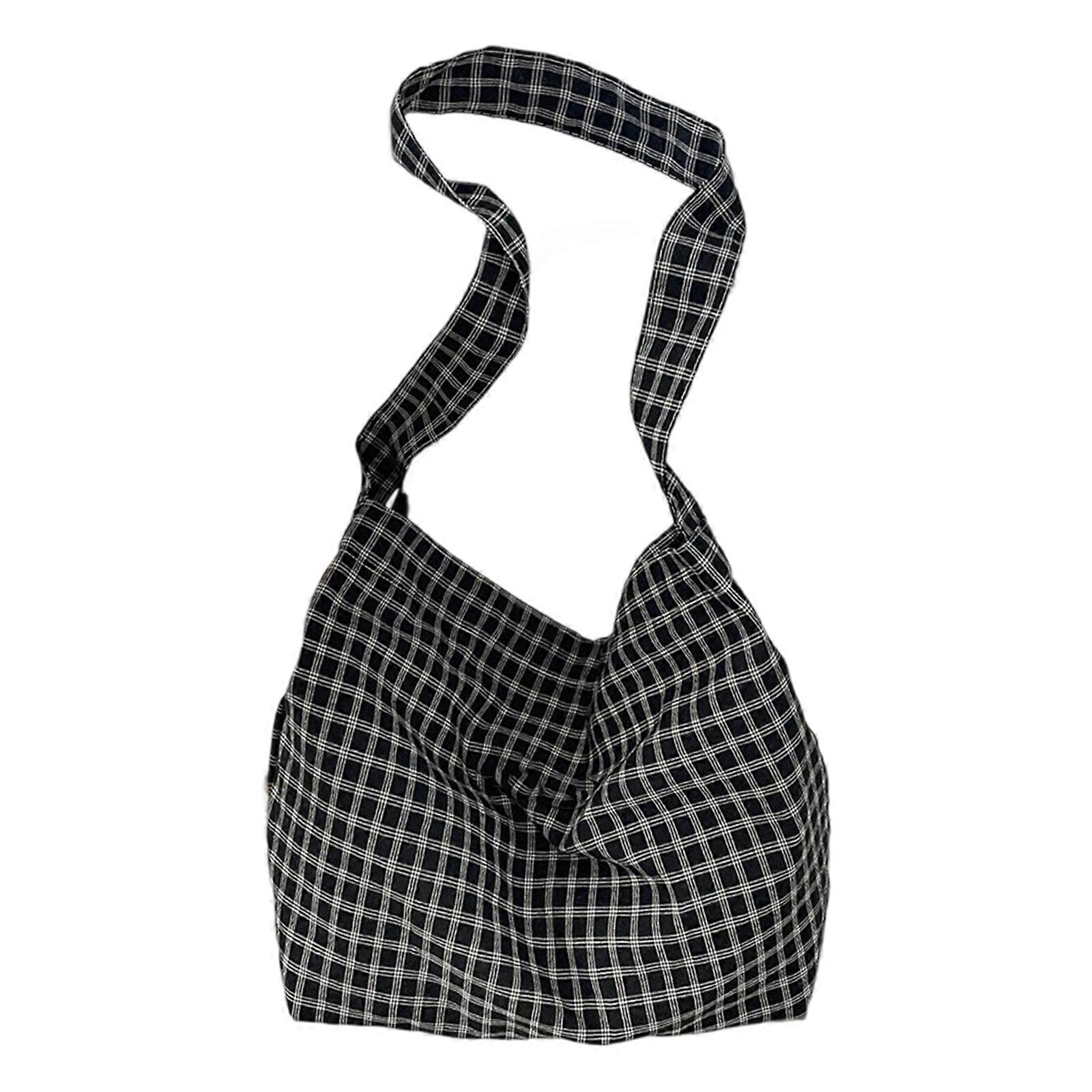 Lightweight Polyester Grid Bag Crossbody Bag Comfortable Strap Large Capacity Shoulder Bag For Daily Commute Travel 4