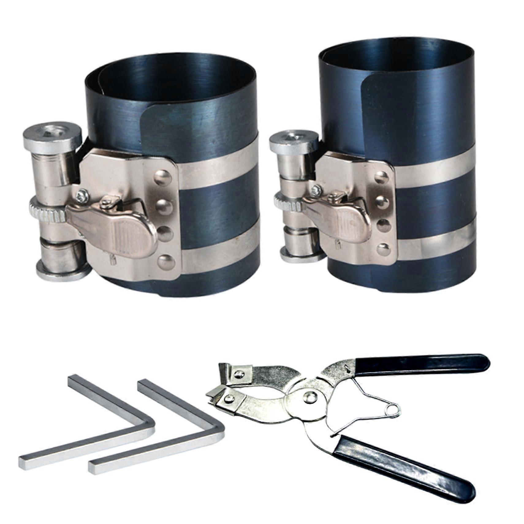 Piston ring compressor, 3 and 4inch piston ring compressor tool with wrench and expansion caliper for automotive piston ring grinder