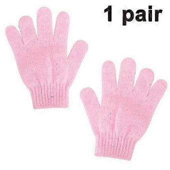 Exfoliating Dual Texture Bath Gloves For Shower, Spa, Massage And Body Scrubs, Dead Skin Cell Remover, Gloves With Hanging Loop (1 Pair Glove)
