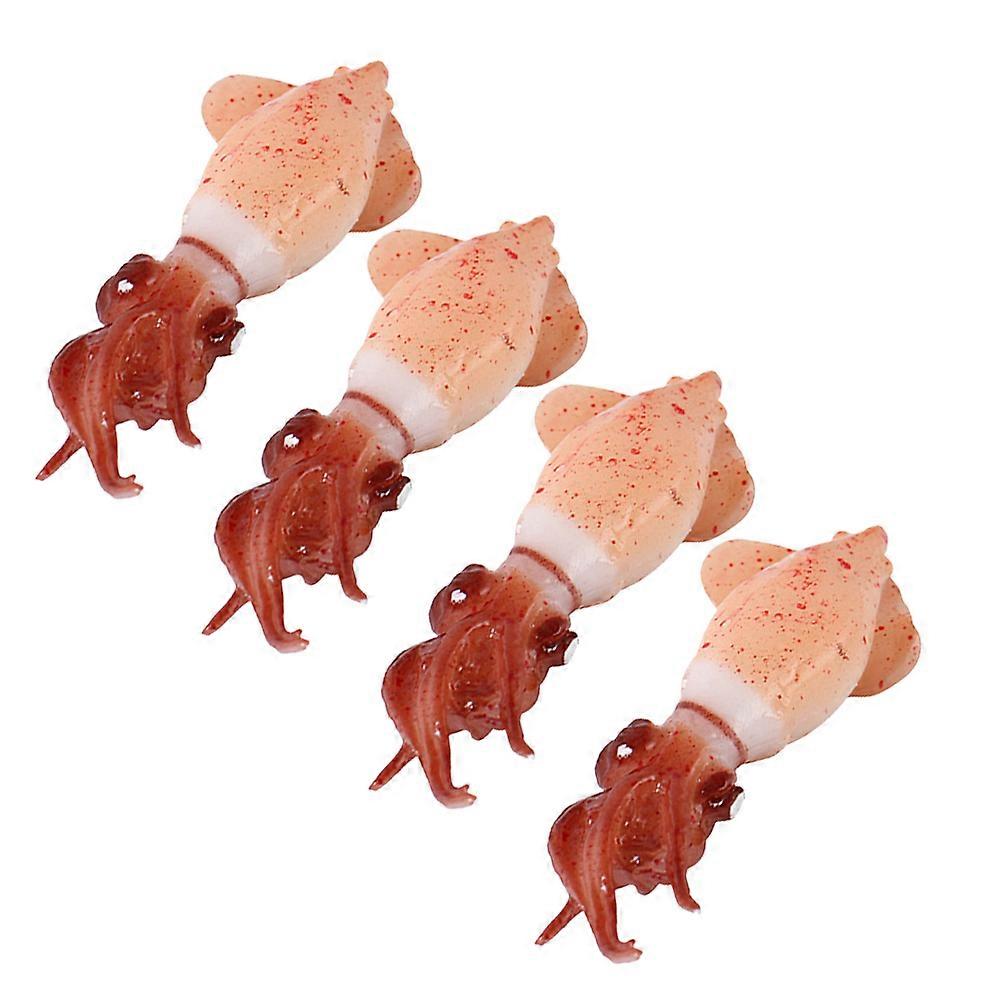 Artificial Squid Food Prop for Decoration Crafted from Safe PVC Material Brown Color 4pcs 7.8 Inches