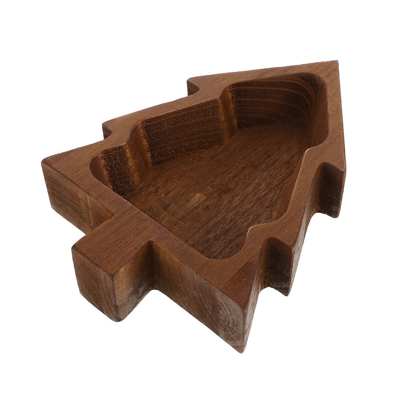 Tree Shaped Serving Dish Christmas Tree Serving Plate For Home Use Classic Xmas Style Light Brown Wood Food Serving 1Set
