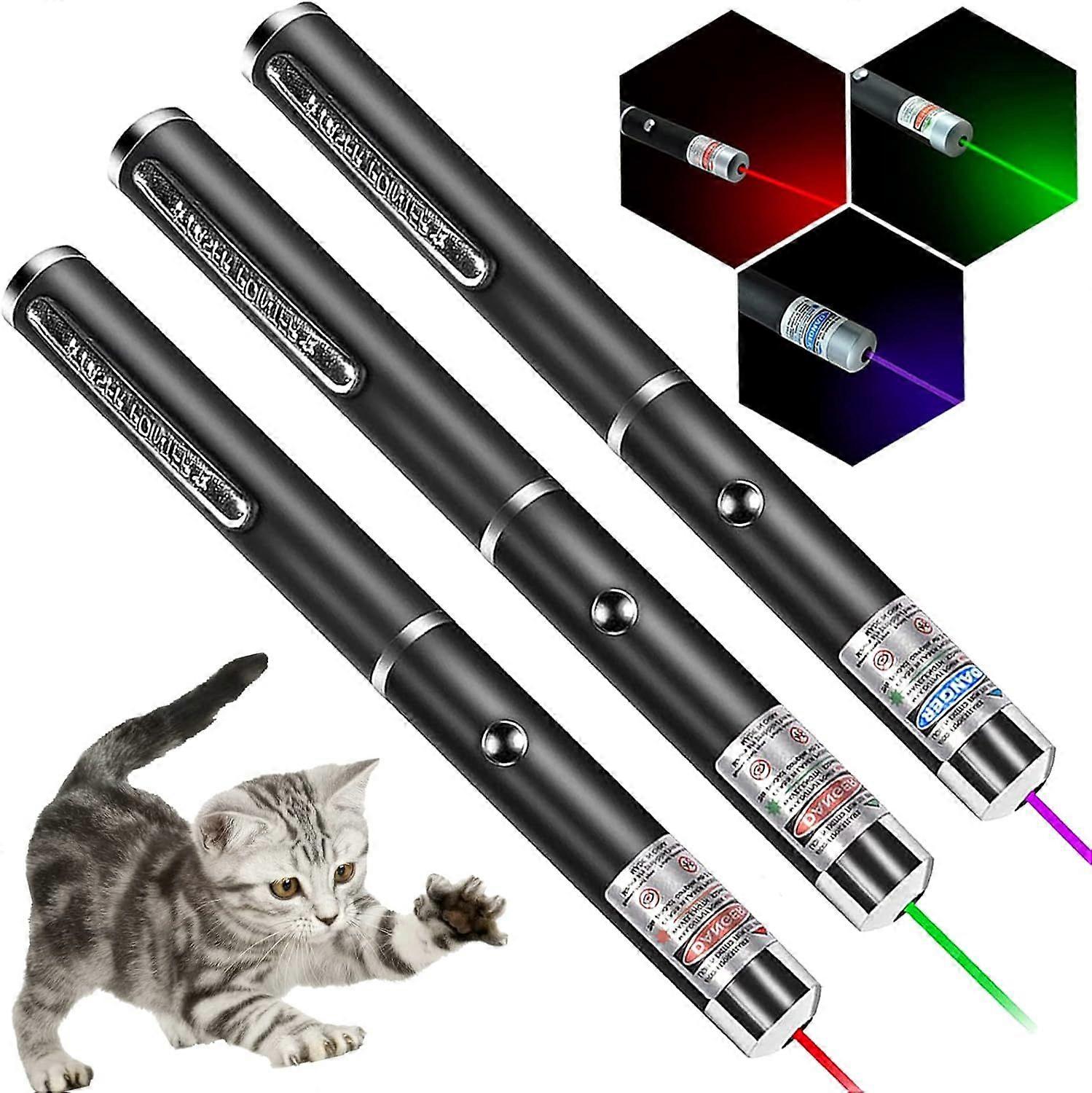 2025 Newest 3-pack cat laser pointer toys, red, green and purple cat laser