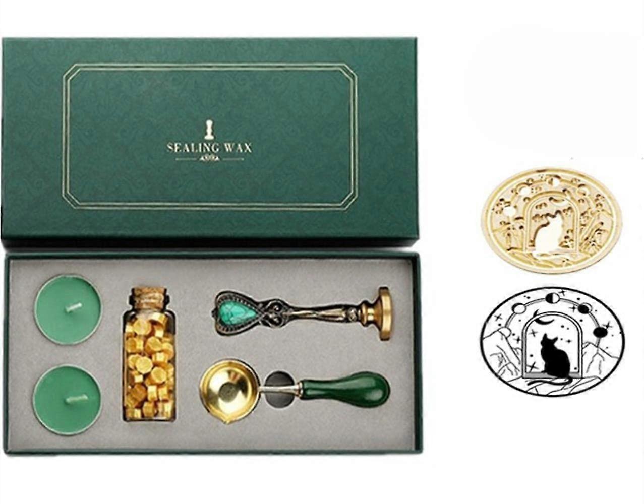 EuropeanStyle Wax Seal Stamp Set, DIY Wax Beads, Craft Gift Box for Scrapbooking, Wedding Invitations, Postcards, and Decorations (Style 18)