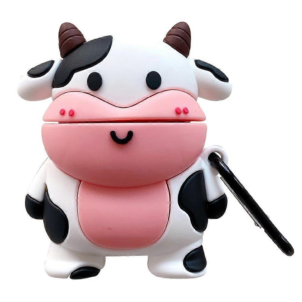 Headset Earphone Protective Case Cartoon Cow Shape Silicone Dustproof Shockproof Moisture Resistant 1Pcs