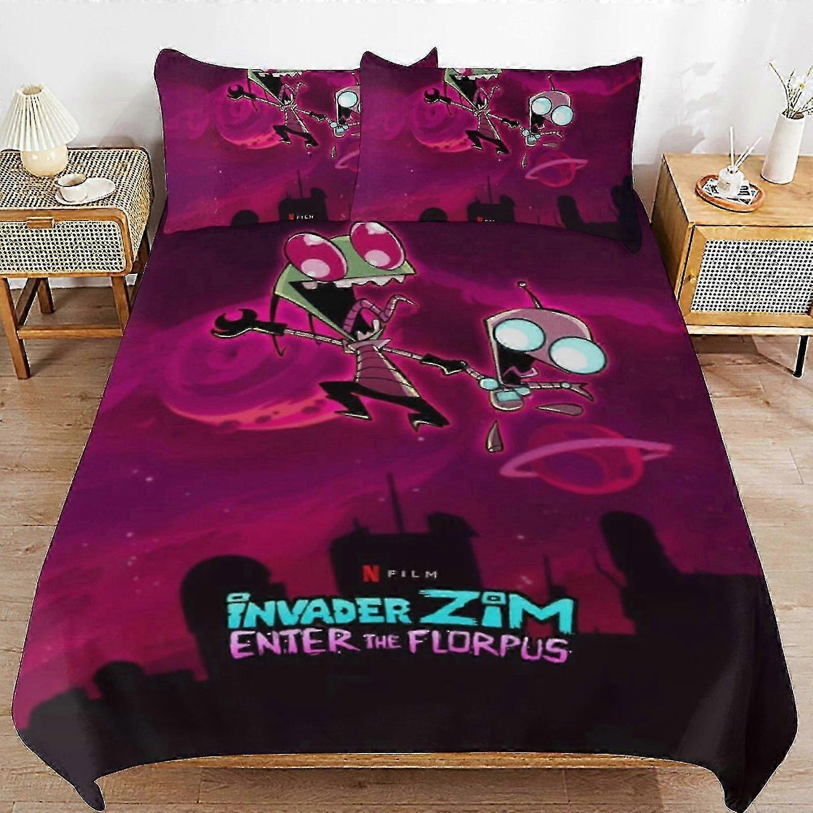 b964 Lençóis Invader Zim Capa de edredão Conjunto de cama de 3 peças 1 capa de edredão e 2 fronhas Lençóis gb964 2025