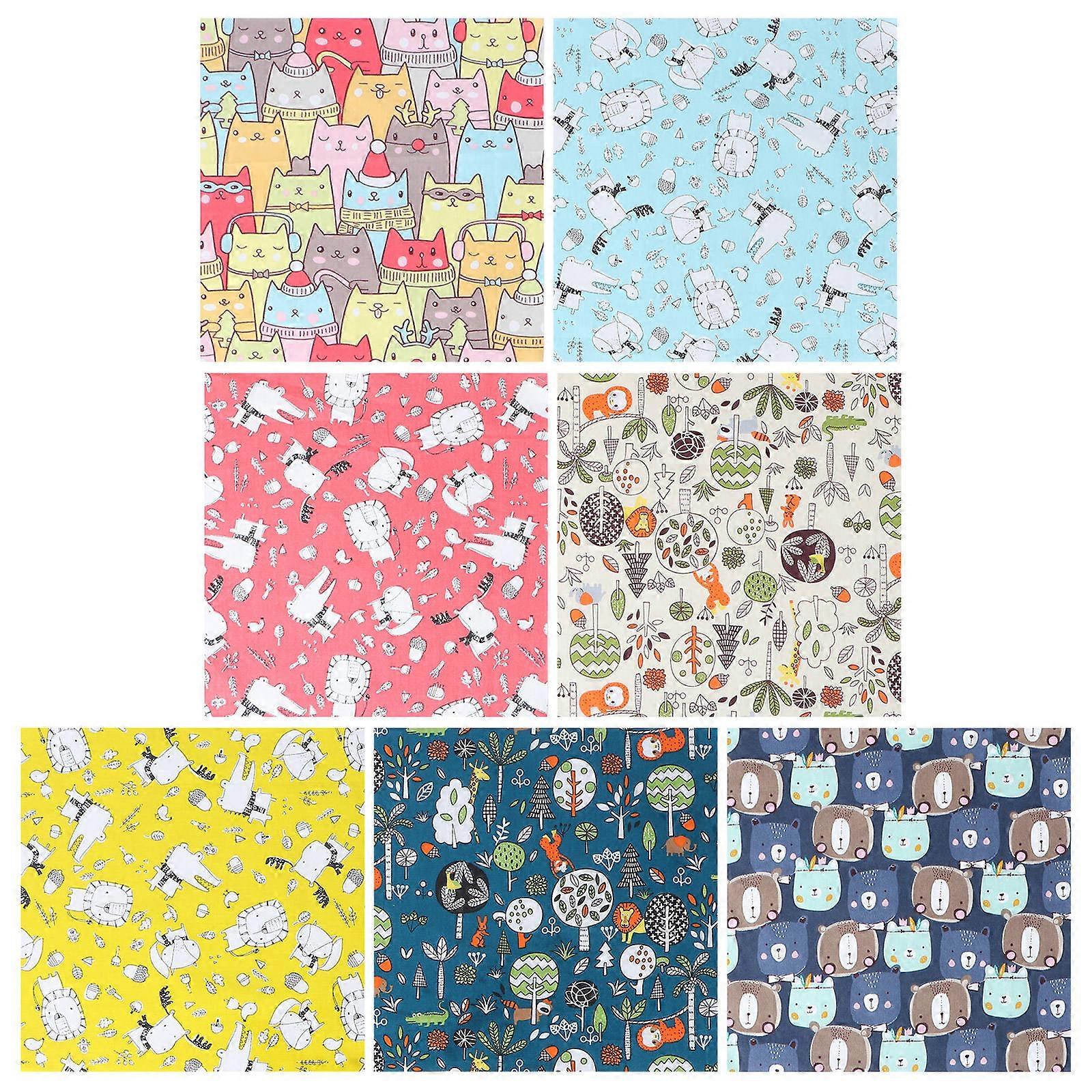 Fabric Pieces For Crafts DIY Activities With Square Shape 50x50cm Multi Colored 7Pcs
