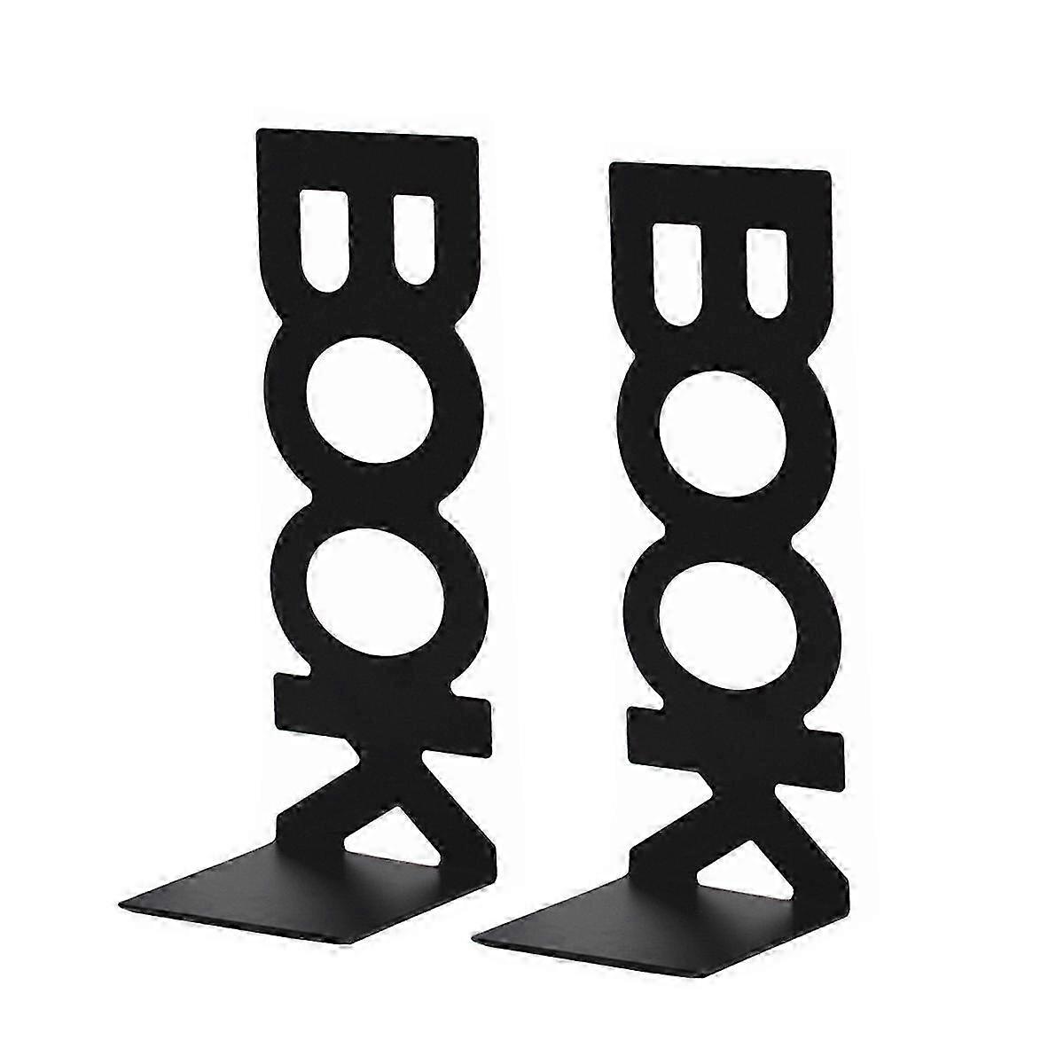 ホーム、オフィス、デスク、シェルフ用の滑り止めベース付きソリッドメタル垂直ブックエンド(ブラック)