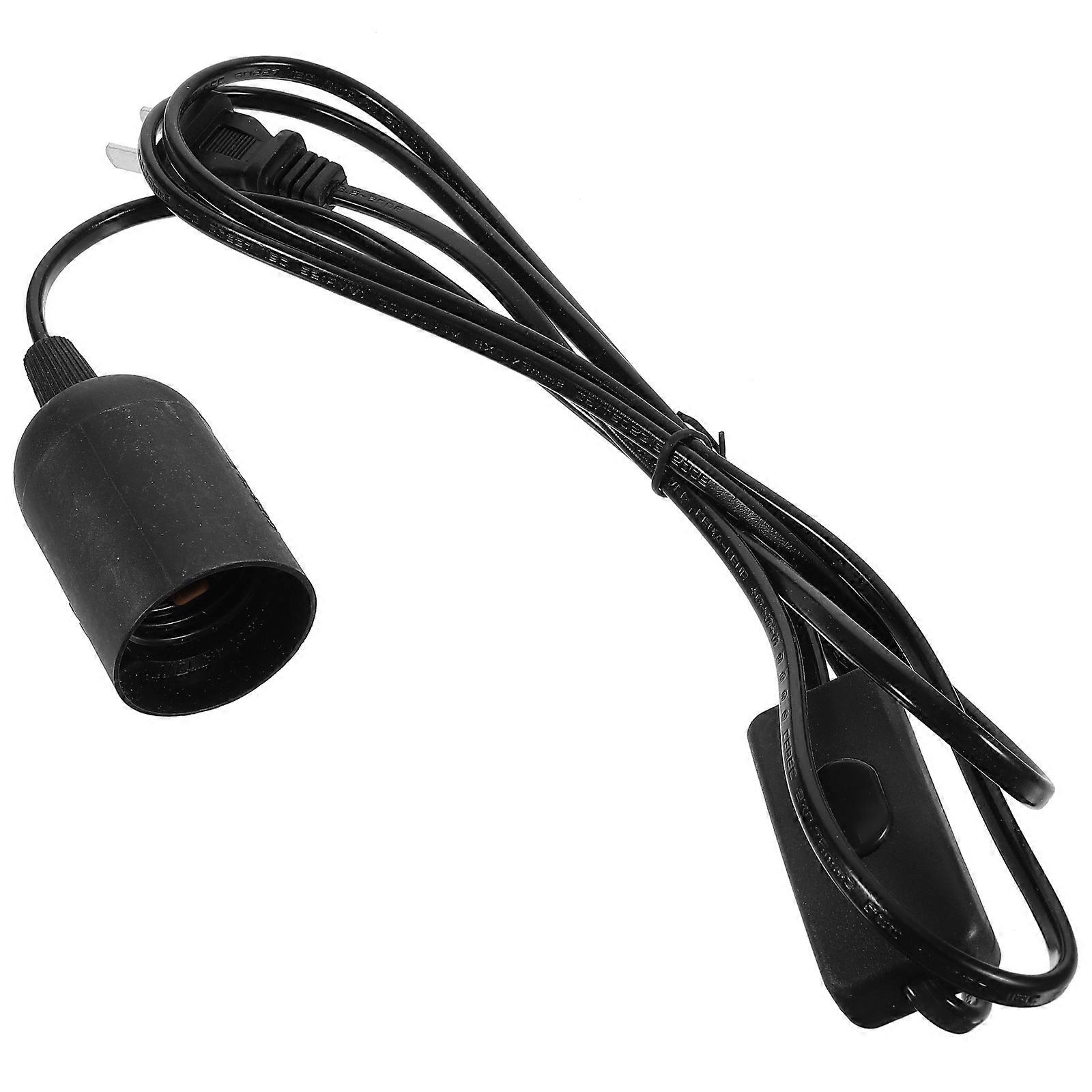Lamp Cord with Light Socket Plug for E26 E27 Compatible Bulbs 6 Foot Black Copper ABS Rubber