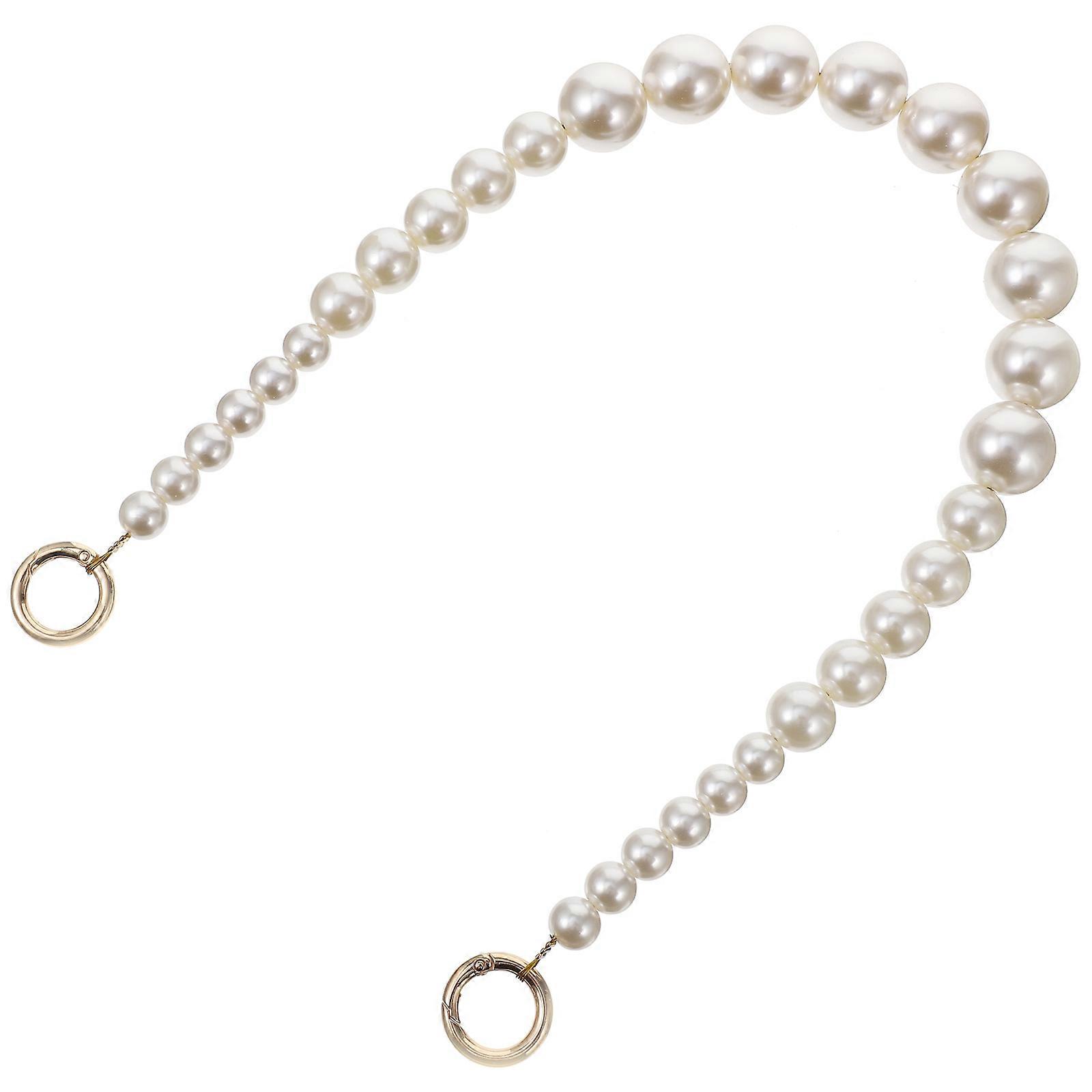 Pearl Chain Strap for Handbag Silver Plastic Alloy DIY Bag Making Accessory 1pc
