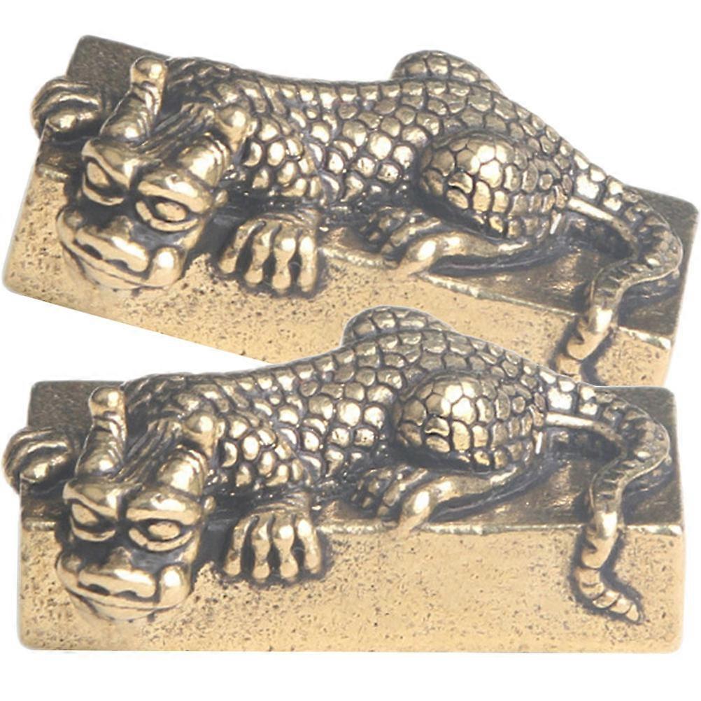 Miniature Lying Dragon Statue 2Pcs Decorative Ornament For Collectors And Home Owners 3.1X2X2CM Premium Copper Craft
